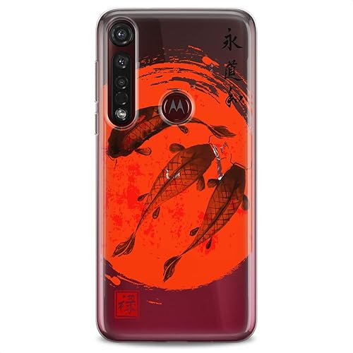 Miniatura 4 de Cavka Funda de TPU compatible con Motorola G9 G8 Plus G7 E20 P40 Z4 Edge 20 G22 Stylus Koi Fish Flexible Silicona Río Suave Diseño Lago Japón Rojo