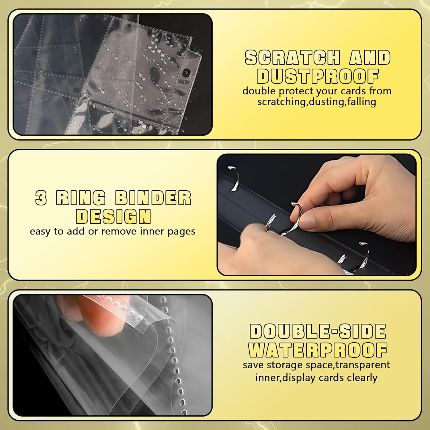 Card Binder with Sleeves-900 Pockets Premium Trading Card Binder, Double-Side Collectible Card Albums Compatible with Baseball/Football/TCG Card, Waterproof PU Zippered Storage Card Holder