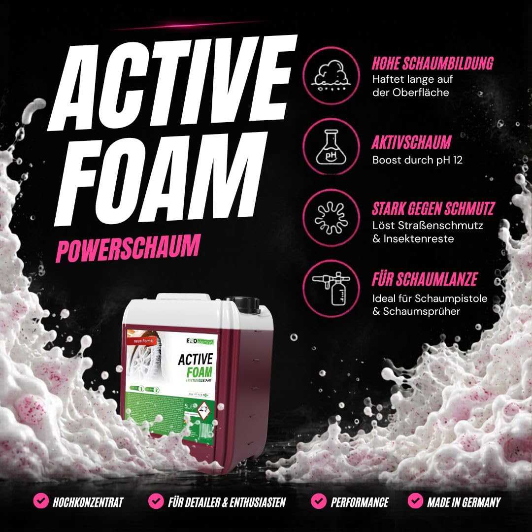 EXO ACTIVE FOAM | Selbsttätiger Snow Foam | Vorreiniger | PKW-Shampoo (5 Liter)