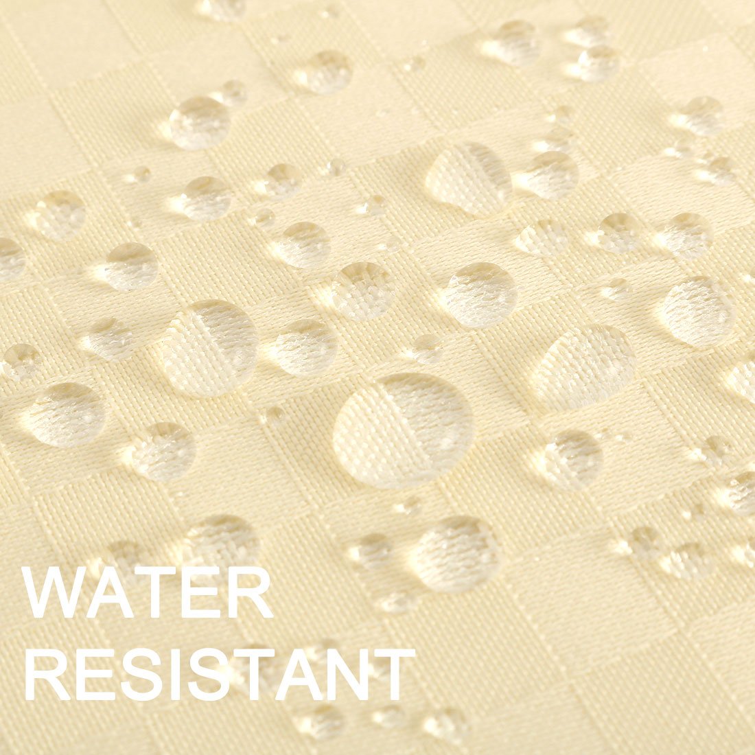 Ruilogod Cortina de ducha de tejido de poliéster, 180 x 180 cm, impermeable, resistente al moho, tejido estructurado con ganchos de plástico, color amarillo claro