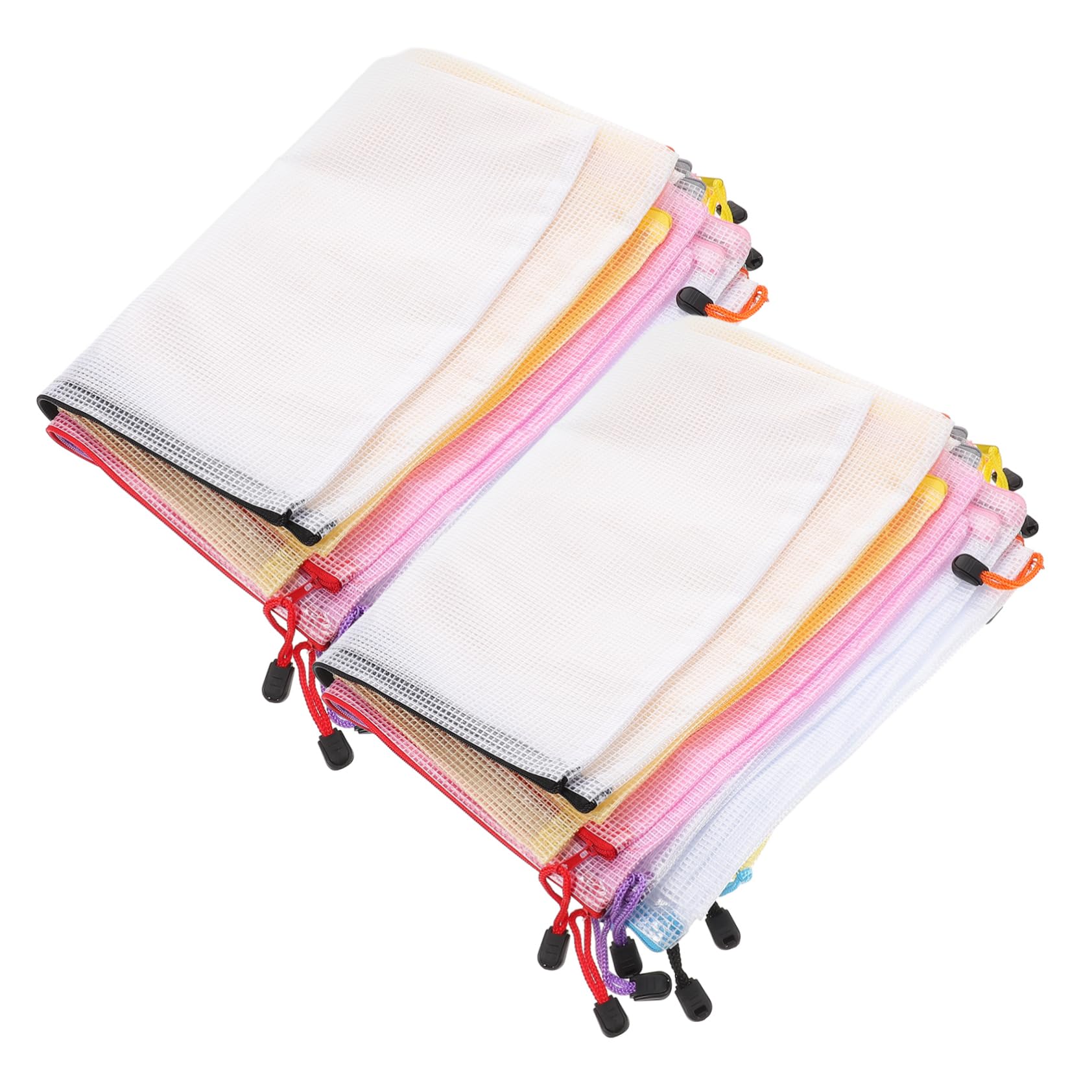 Buste Portadocumenti A3 Zip in Pvc Trasparente 16 Pezzi | Finitura a Griglia, Formato Grande, per Ufficio e Viaggio, per Fogli e Prove, Ordine e Visibilità