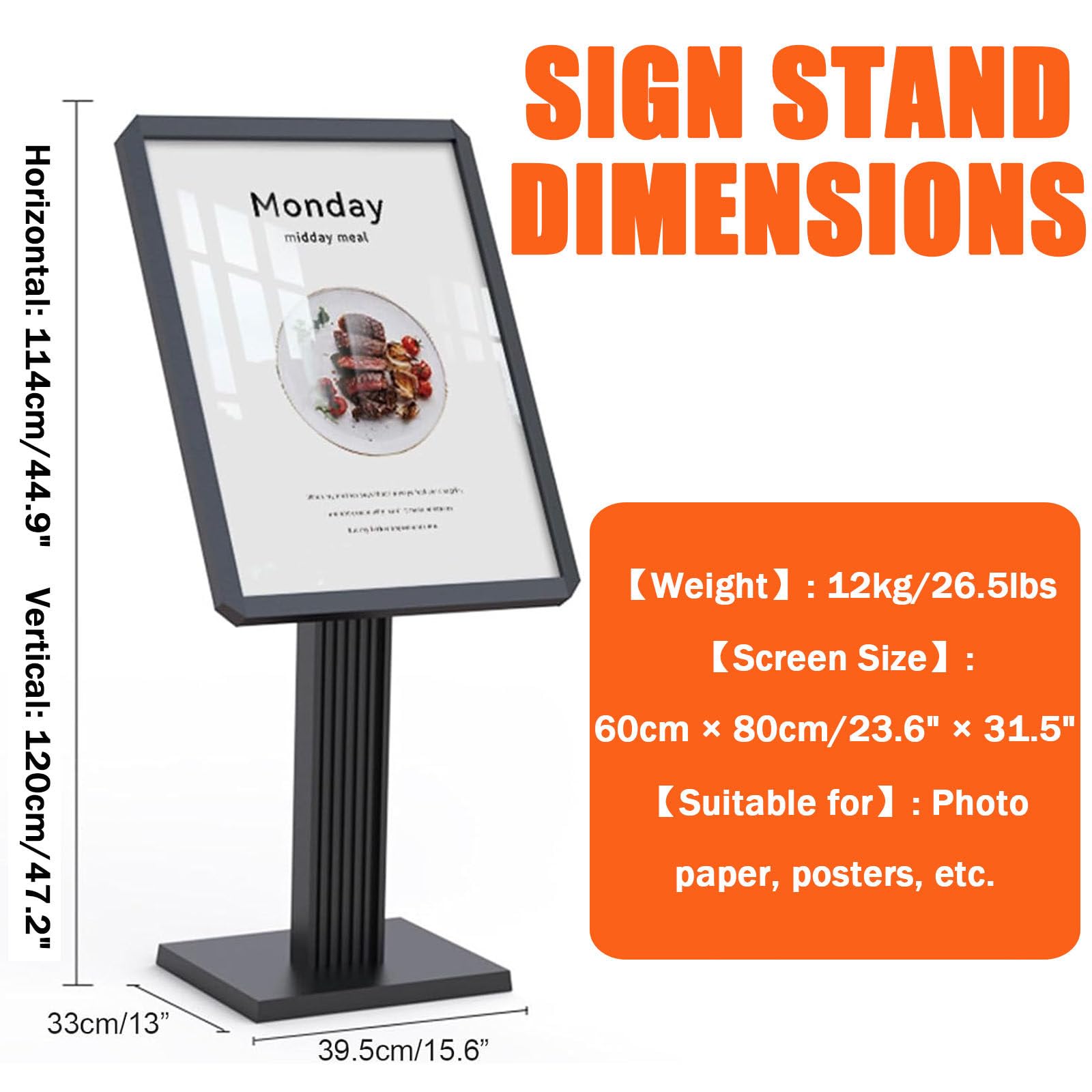 Soporte Ajustable para Carteles publicitarios, Soporte de Suelo para exhibición de Carteles, Soportes para Carteles con Marco de Aluminio para Interiores y Exteriores, Ideales para Bodas, CE