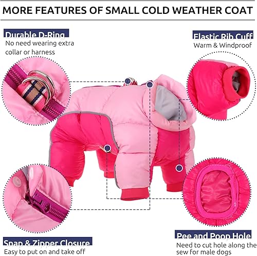 Miniatura 3 de SUNFURA Abrigos de invierno para perro chaqueta cálida de plumón para perro con 4 patas reflectante y resistente al viento traje de nieve de cuello