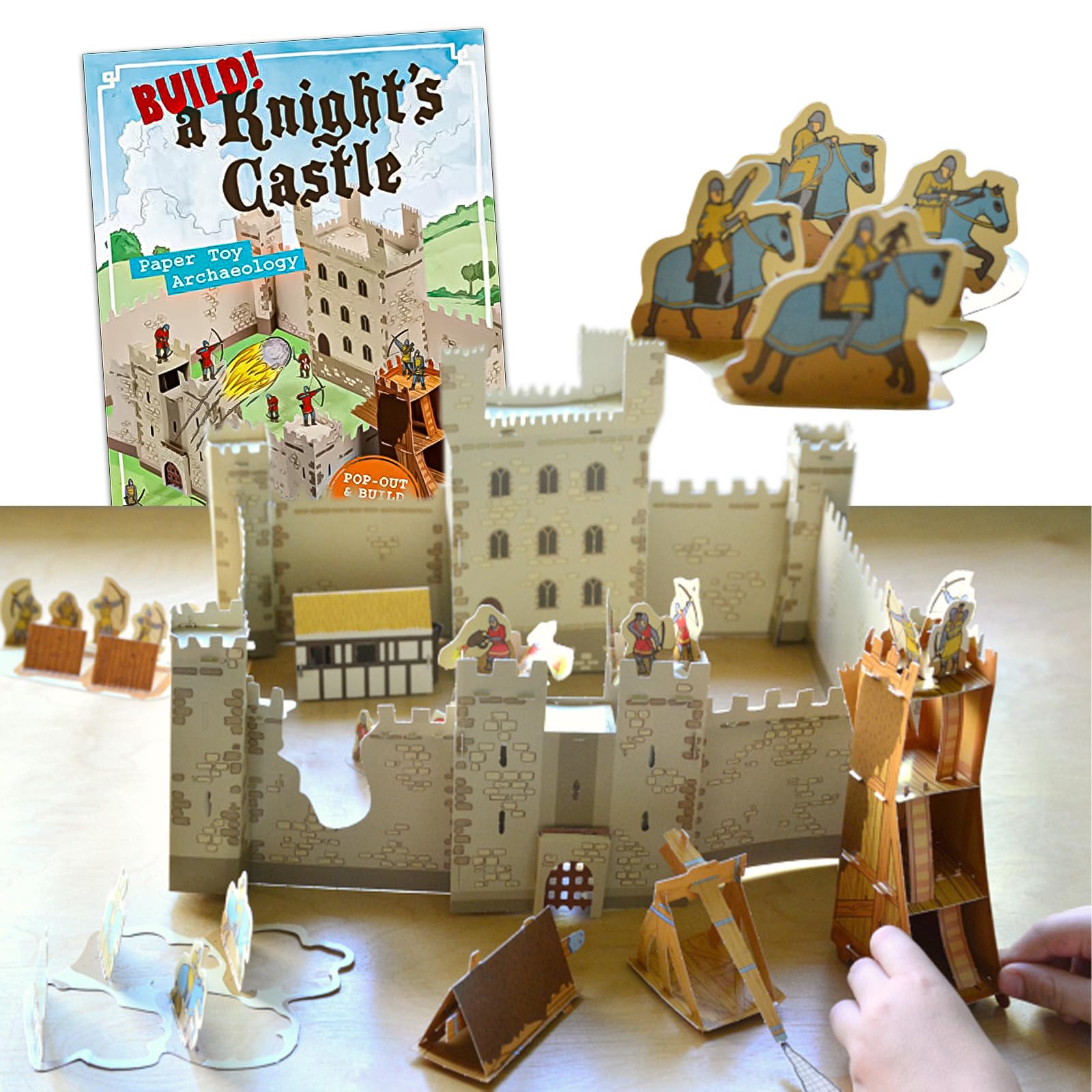 Build a Castle Kit for Kids - Paper Craft Activity Book with 3D Castle Model, Knights, and Archaeology for Kids
