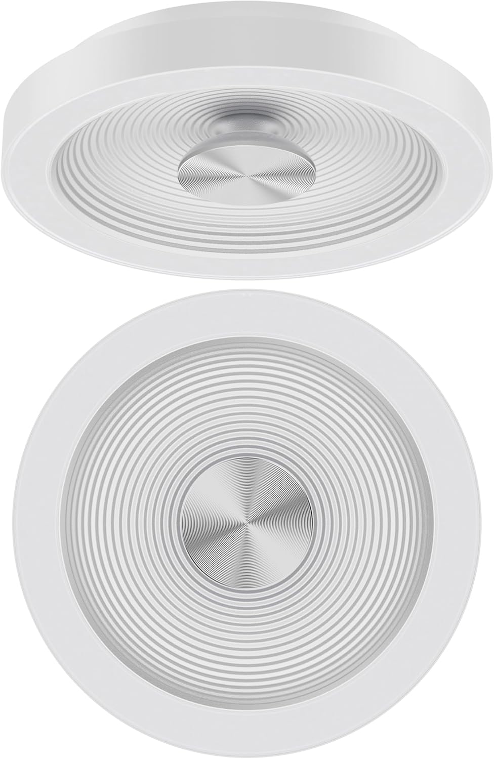 12 Inch White Flush Mount Ceiling Light with Silver Trim, Indirect LED Light Fixture 18W 1100LM 2700K, Non-Dimmable Ultra-Thin Modern Light for Kitchen, Bedroom, Bathroom, Hallway
