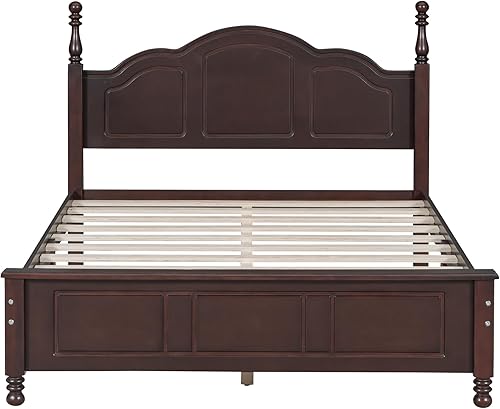 Miniatura 5 de SOFTSEA Moderno marco de cama matrimonial con cabecero alto y estribo de madera