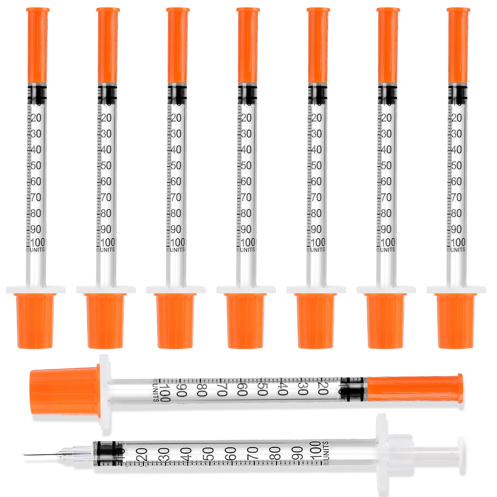 100 Pack U-100 30G 5/16" (8mm) 1 ml/cc Syringes, Orange Cap, 100/box — Amazon image 10
