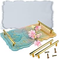 Vista 5 de Geode Agate Tray Resin Mold Silicone for Epoxy, Polymer Clay, Platter, Serving Board, with Metal Frame, Round 10.2inch