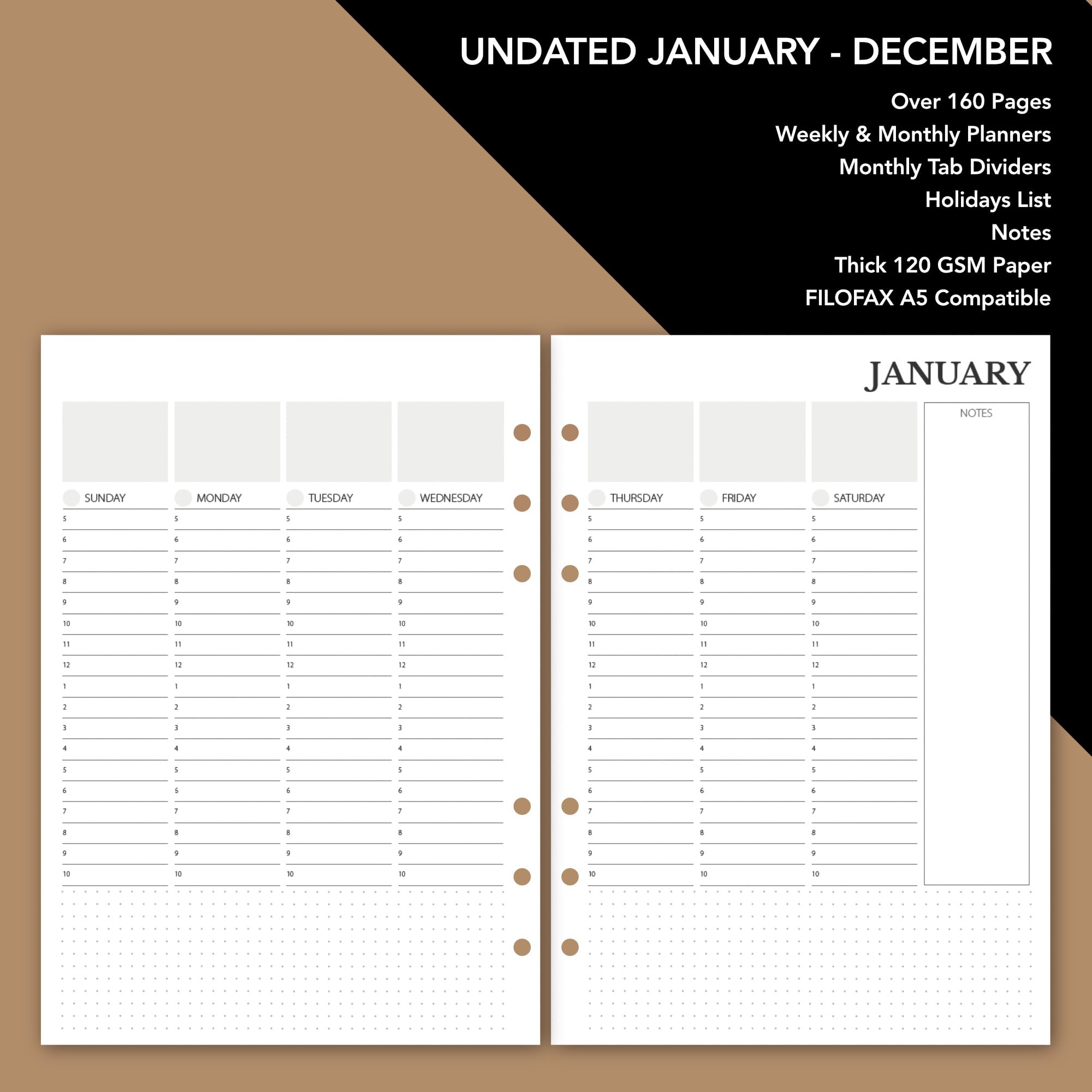 Amazon.com : Wanderings A5 Undated Weekly Calendar Refills