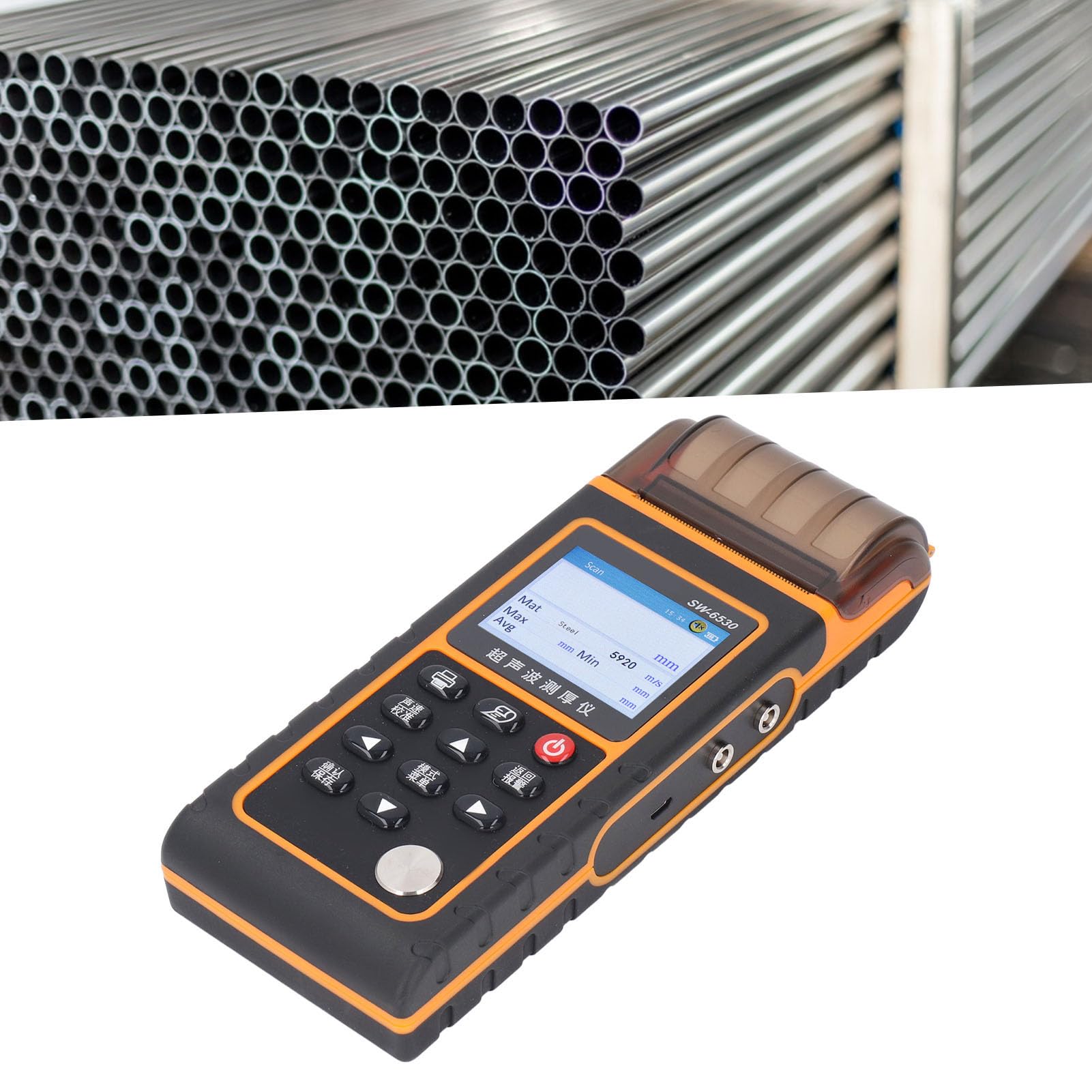 Hyuduo Medidor de Espesor Ultrasónico Medidor Portátil con Función de Impresión para Vidrio Plástico Metálico, Material ABS, Medición Precisa de 0,04 a 11,81 Pulgadas, Calibración para Inspección de