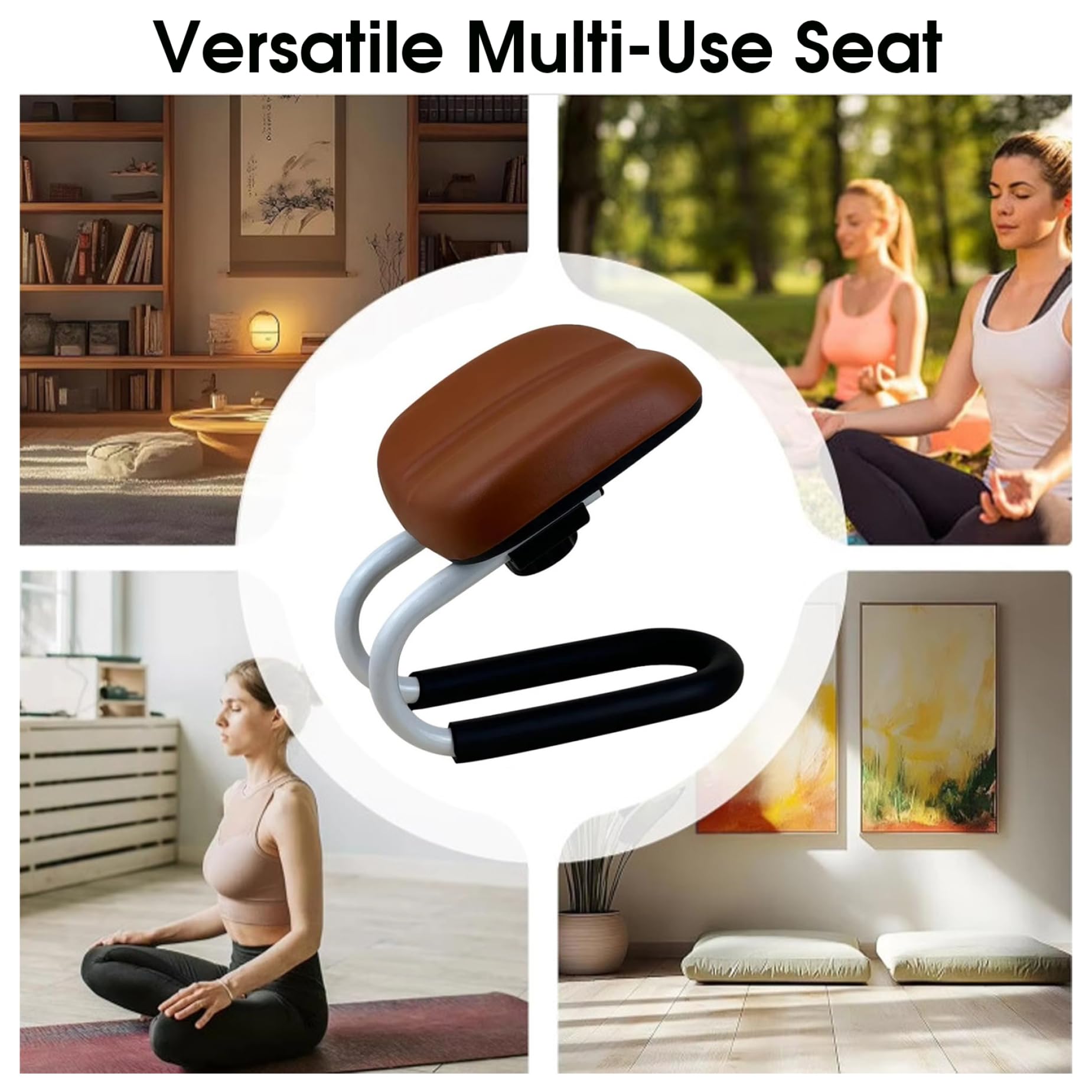 Tabouret de méditation, Banc de méditation Confortable et réglable, genouillère prière Portable avec Coussinet antidérapant pour Le Yoga, la prière à la Maison, Marron