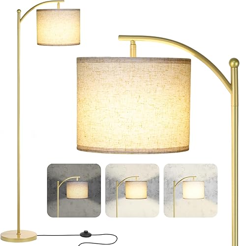 Miniatura 9 de Lámpara de pie para sala de estar, lámpara de pie regulable alta con pantalla de lino, lámparas de pie modernas con interruptor de pie para sala de