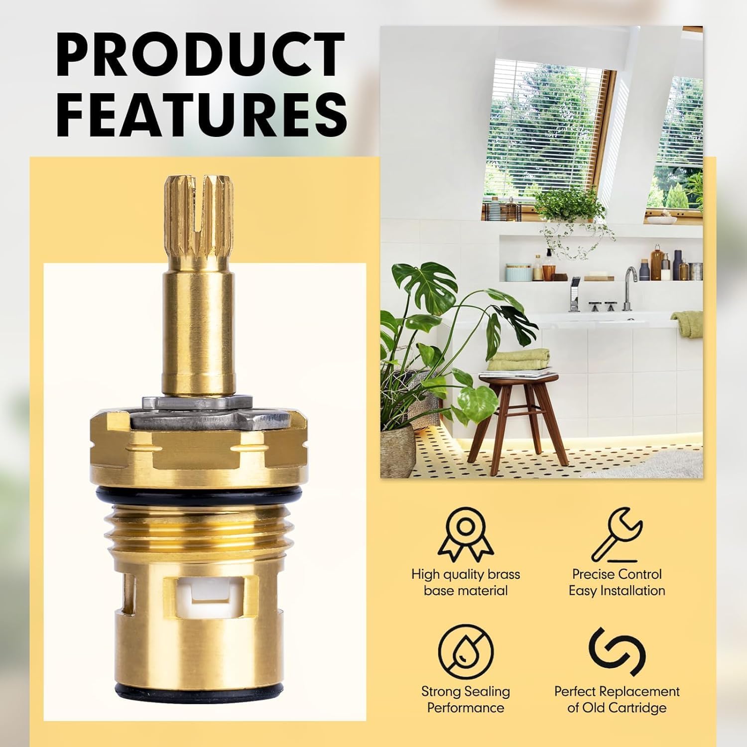 2 Packs Faucet Cartridge Compatible with American Standard 994053-0070A Bath & Kitchen Faucet Replacement Valve Cartridge, Brass