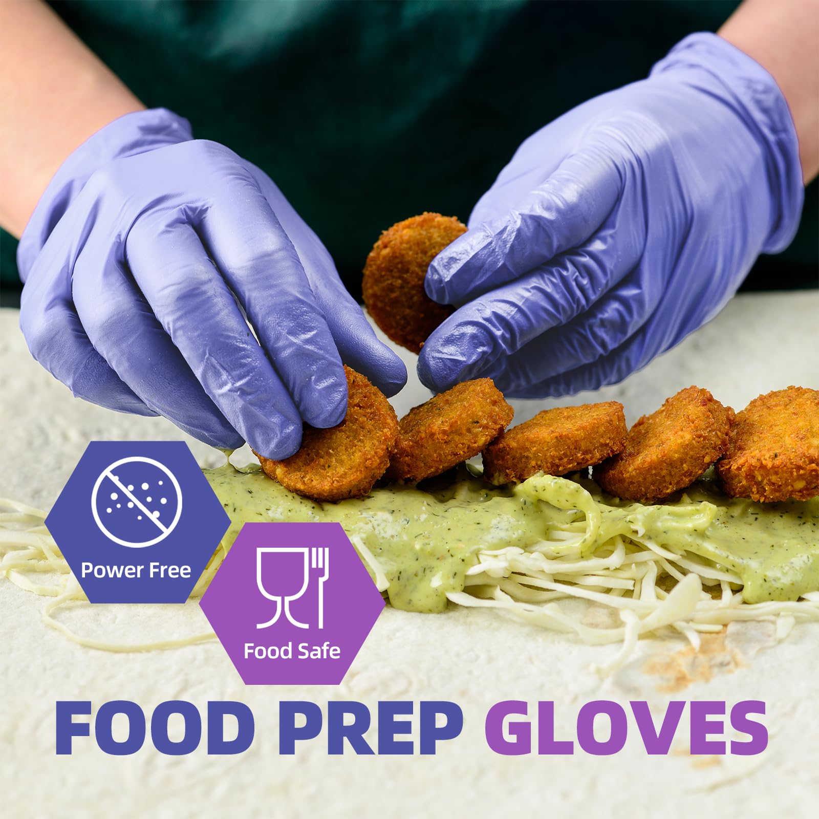 Basic Nitrile Exam Gloves, Medical Violet Blue Gloves Disposable Latex Free Powder-Free For Exam, Food Prep Cleaning, Large Case Of 1000, L, NGPF1036