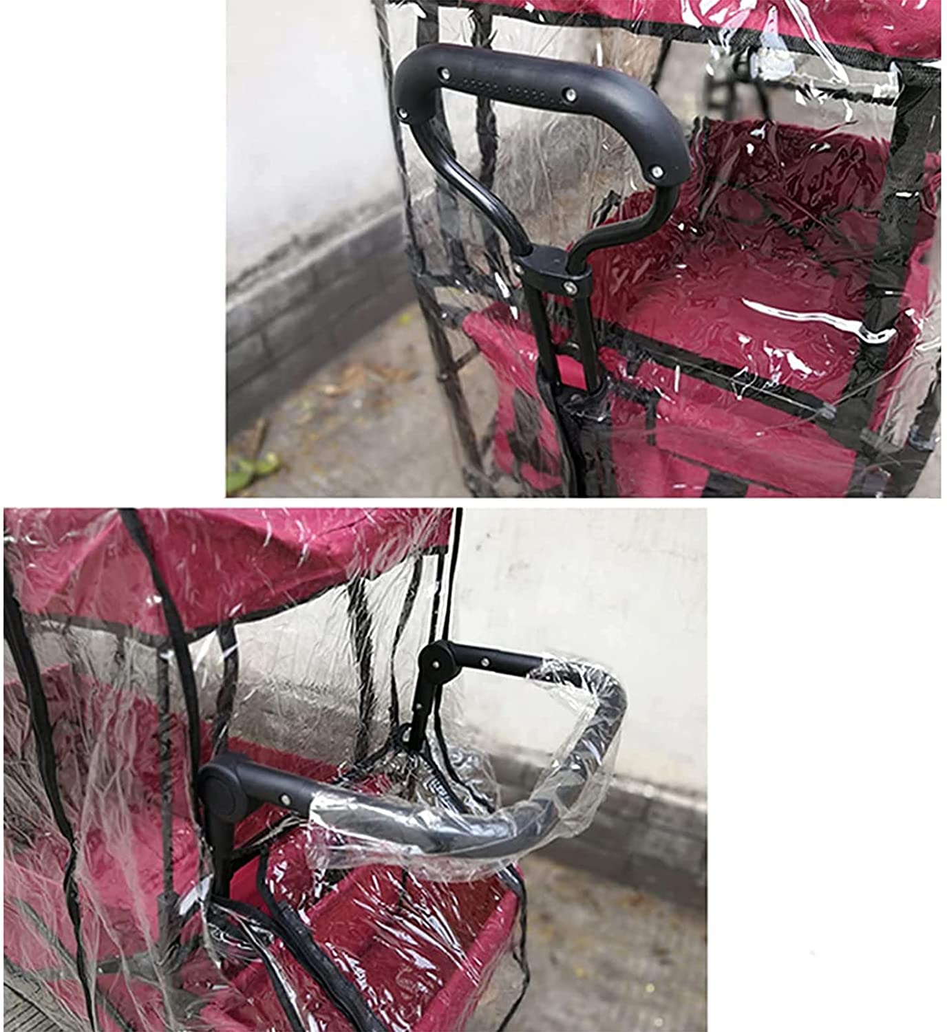 Cubierta de lluvia para carro plegable al aire libre y carrito de compras portátil, impermeable, resistente al viento, tamaño universal para la mayoría de sistemas de viaje
