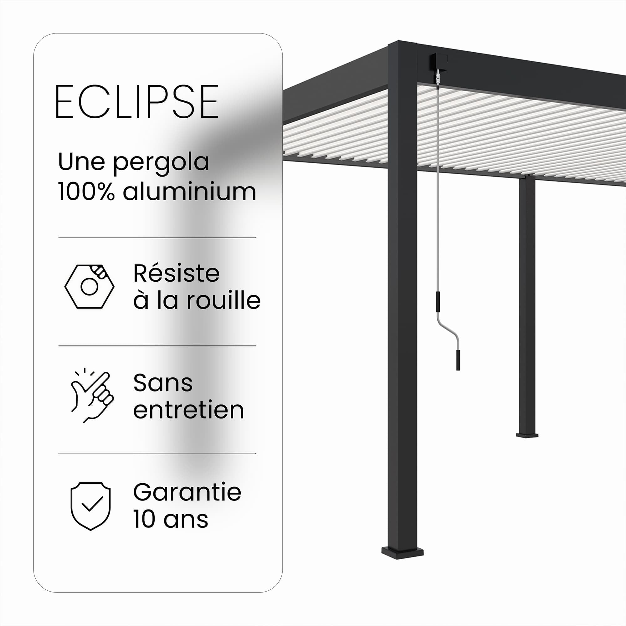 Direct ABRIS Pergola Bioclimatique Aluminium Autoportée 12m² - 3x4m Deux Stores Inclus - Anthracite - 25 Lames en Aluminium Inclinable à 120° - Tonnelle