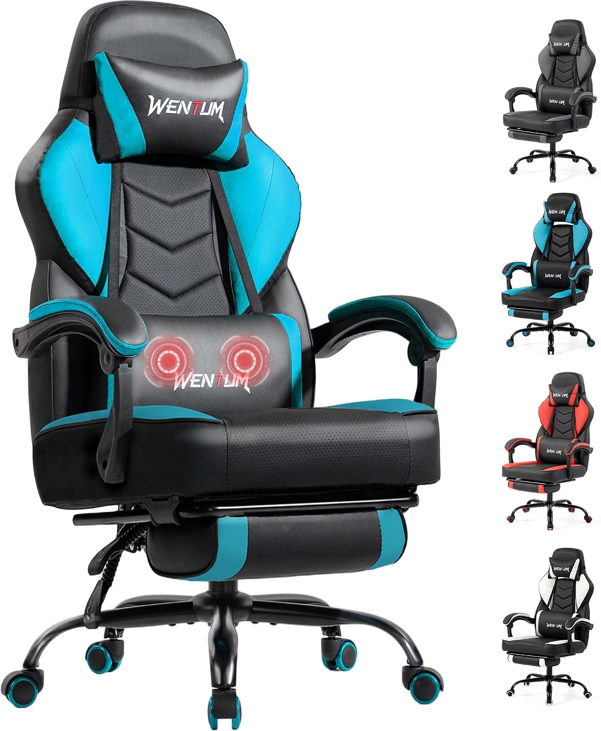 Massage Gaming Chair Big Tall with Lumbar Support Footrest