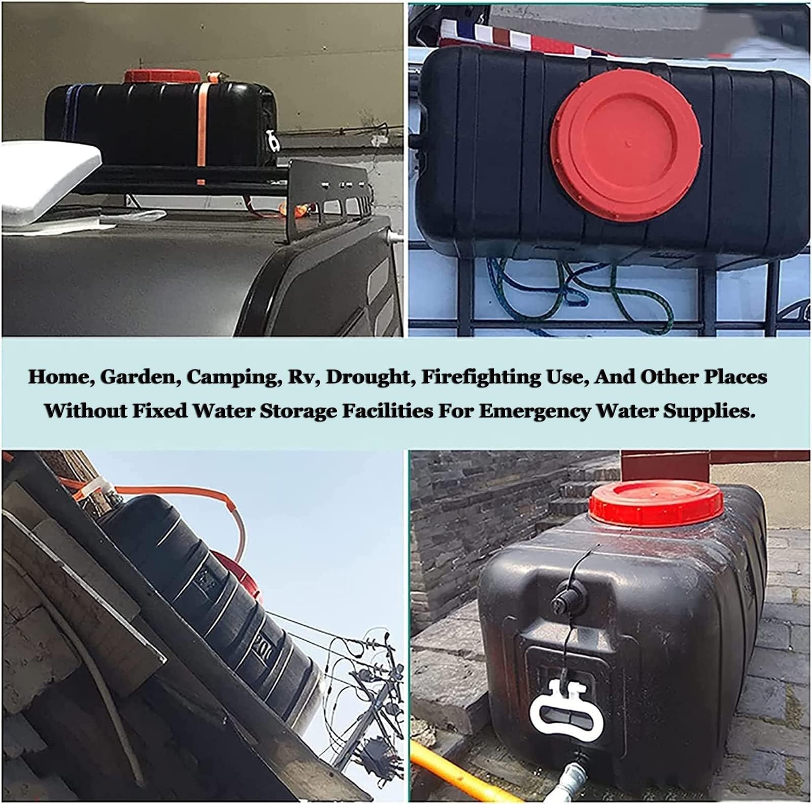 Contenedor de agua para exteriores de grado alimenticio con grifo, tanque de agua de plástico para almacenamiento de agua purificada, ideal para camping, senderismo y uso de emergencia