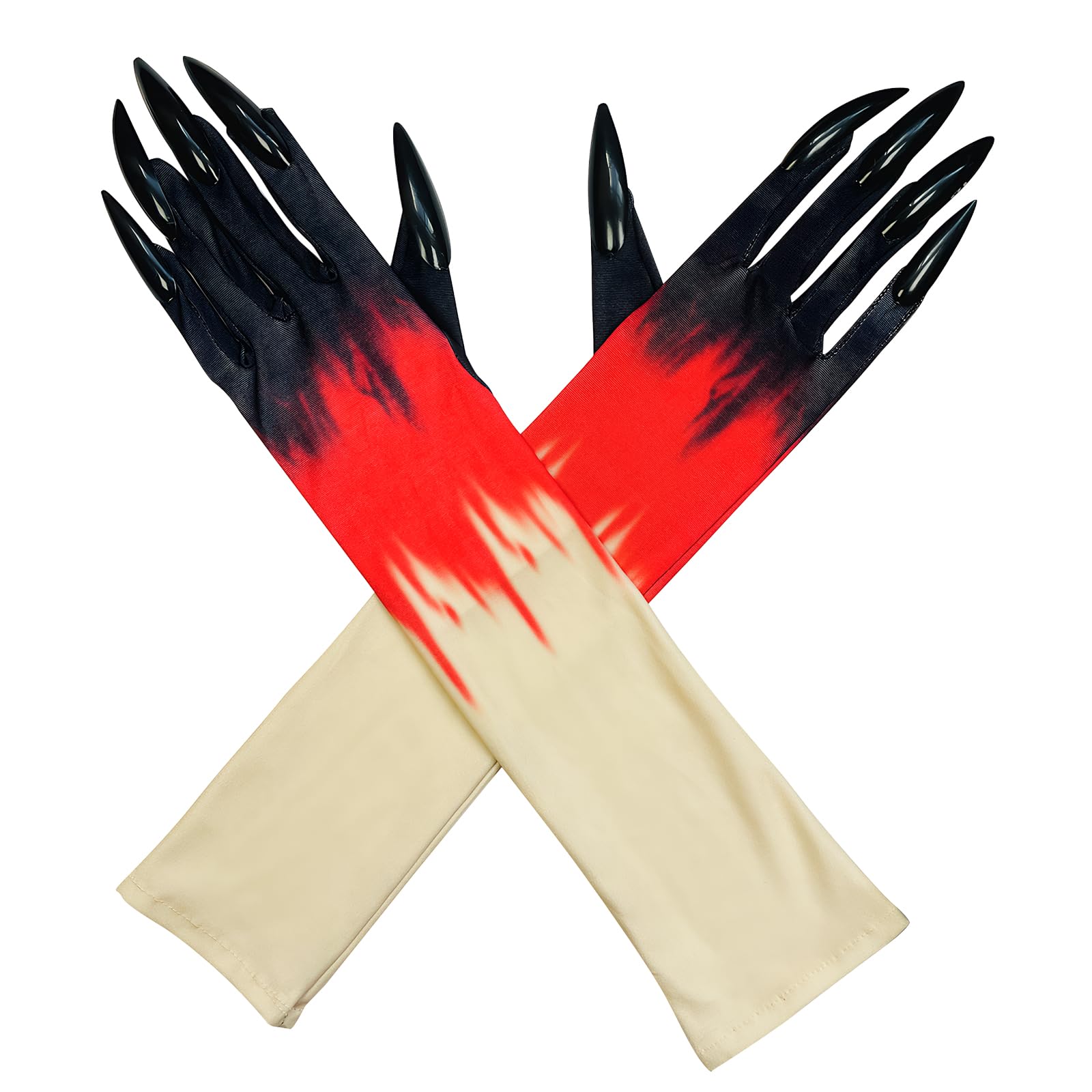 OhMill Women's Halloween Claws Gloves Bloody Ghost Monster Elbow Long Animated Paws Gloves With Long Nails Cosplay Costume Accessory (Bloody - Image 3