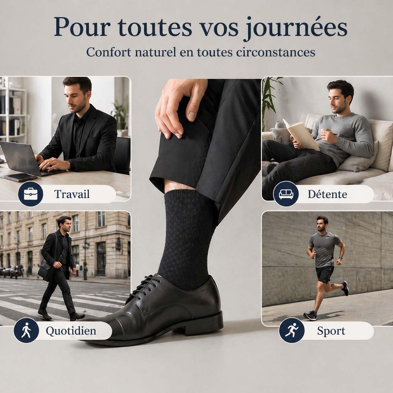 Leyof Chaussettes Alessio Mi-Hautes En Fibre De Bambou, Alessio Chaussettes, Atmungsaktiv Und Feuchtigkeitsableitend, Unisex, Geeignet füR Den Alltag