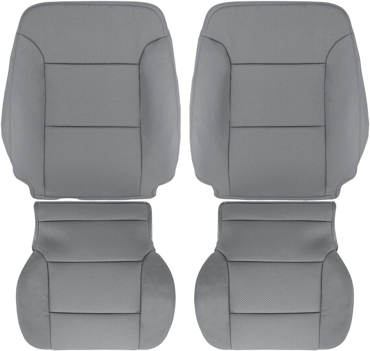 US Auto Seat Cover 2015 to 2019 Compatible with Chevy Silverado 2500 3500 2 Top & 2 Bottom Cloth Covers Gray
