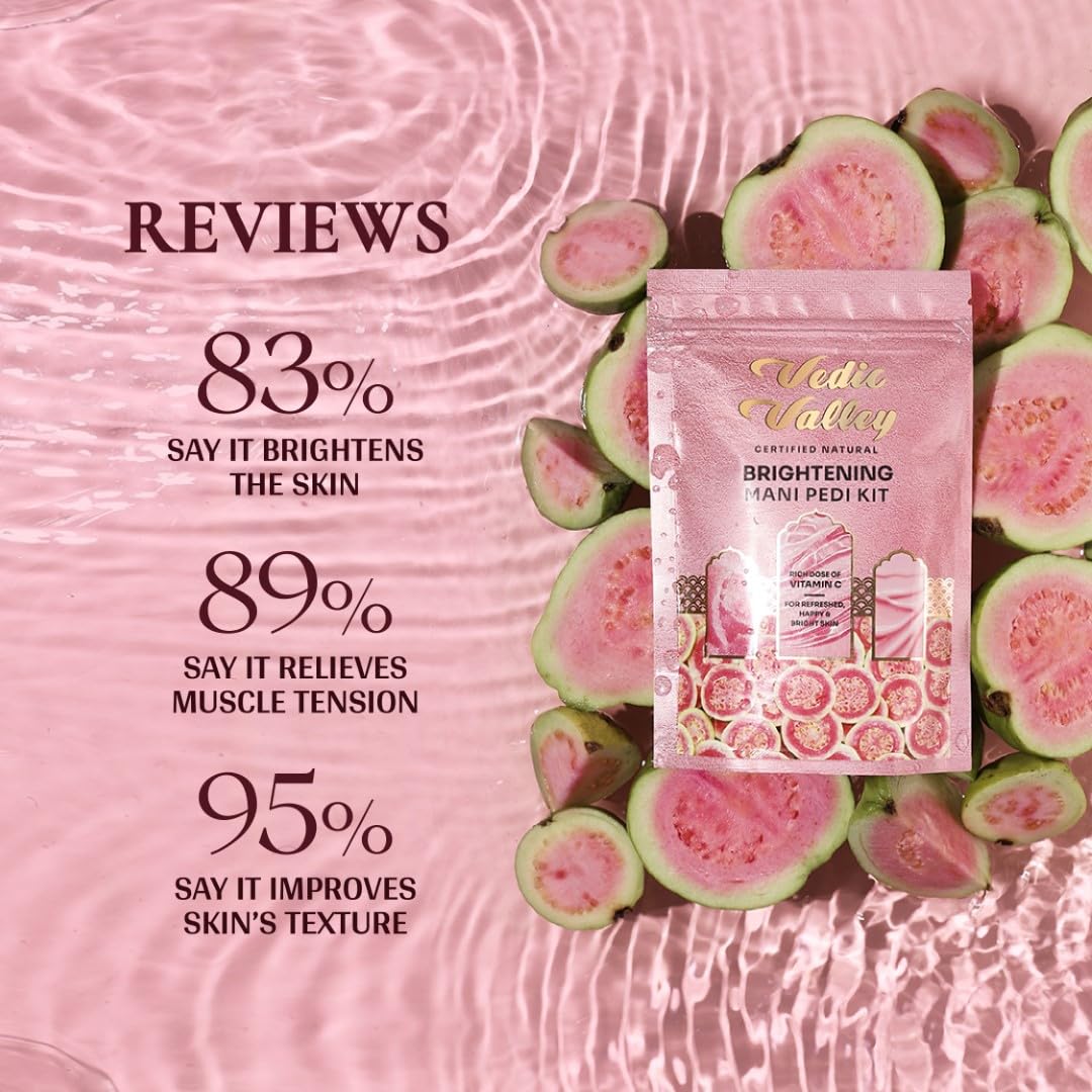 Vedic Valley Manicure Pedicure Kit for Women & Men with Foot Peeling Mask, D-Tan Scrub & Moisturizing Cream| Mani Pedi Care Kit for Repairs Cracked Heels, Removes Dead Skin, Hydrates & Nourishes Hands & Feet | Guava 75gm 4