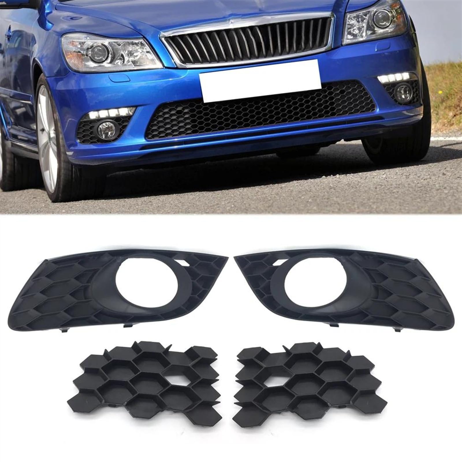 Cache Antibrouillard Pour Skoda Octavia VRS MK2 (2009-2013) - Grille Maille Inférieure, Référence 1Z0807368C