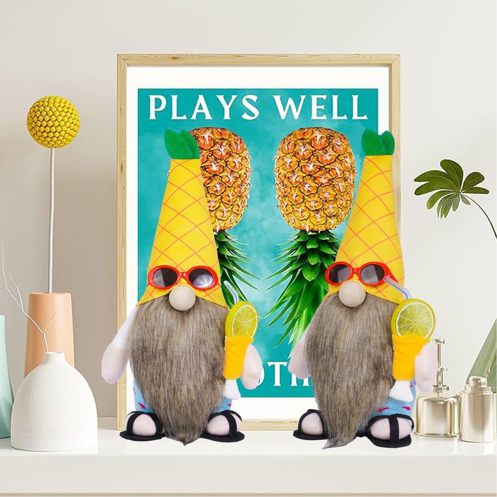 Décoration De Table, Peluche Ananas - Figurines D'été Faites à La Main | Suédoise Sans Visage Avec Lunettes De Soleil Et Vacances à La Plage Pour La Décoration De Plateau Graduée