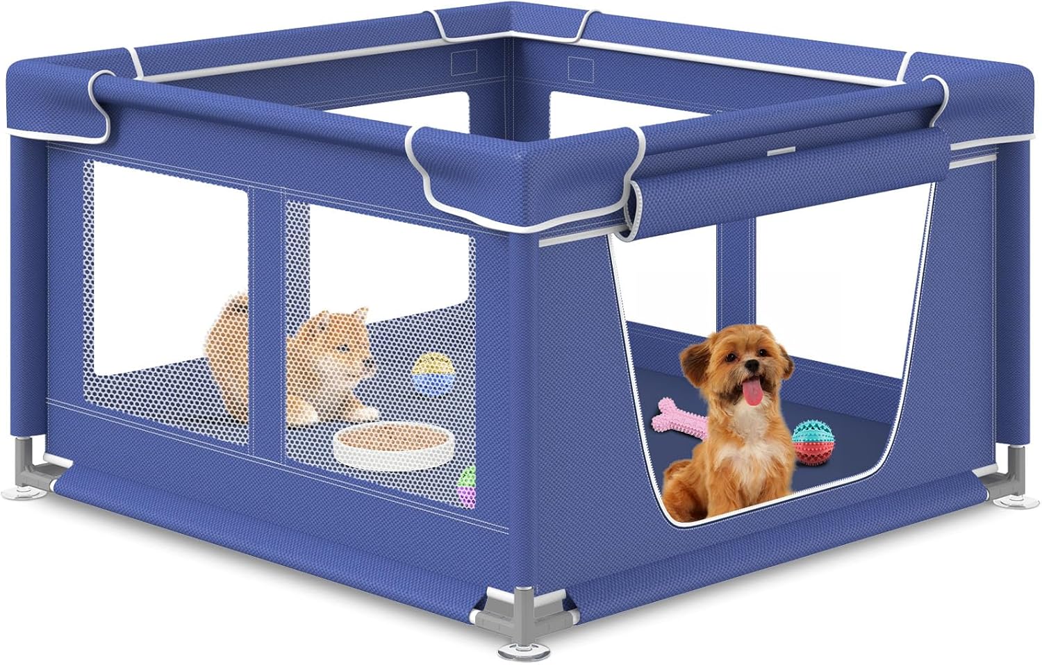 Dog Playpen 42 × 42 Inch, Puppy PlayPen with Gate for Puppies, Small and Medium Dogs, Pet PlayPen for Outdoors & Indoors, Tear Resistant Fabric, Safe and Sturdy Dog