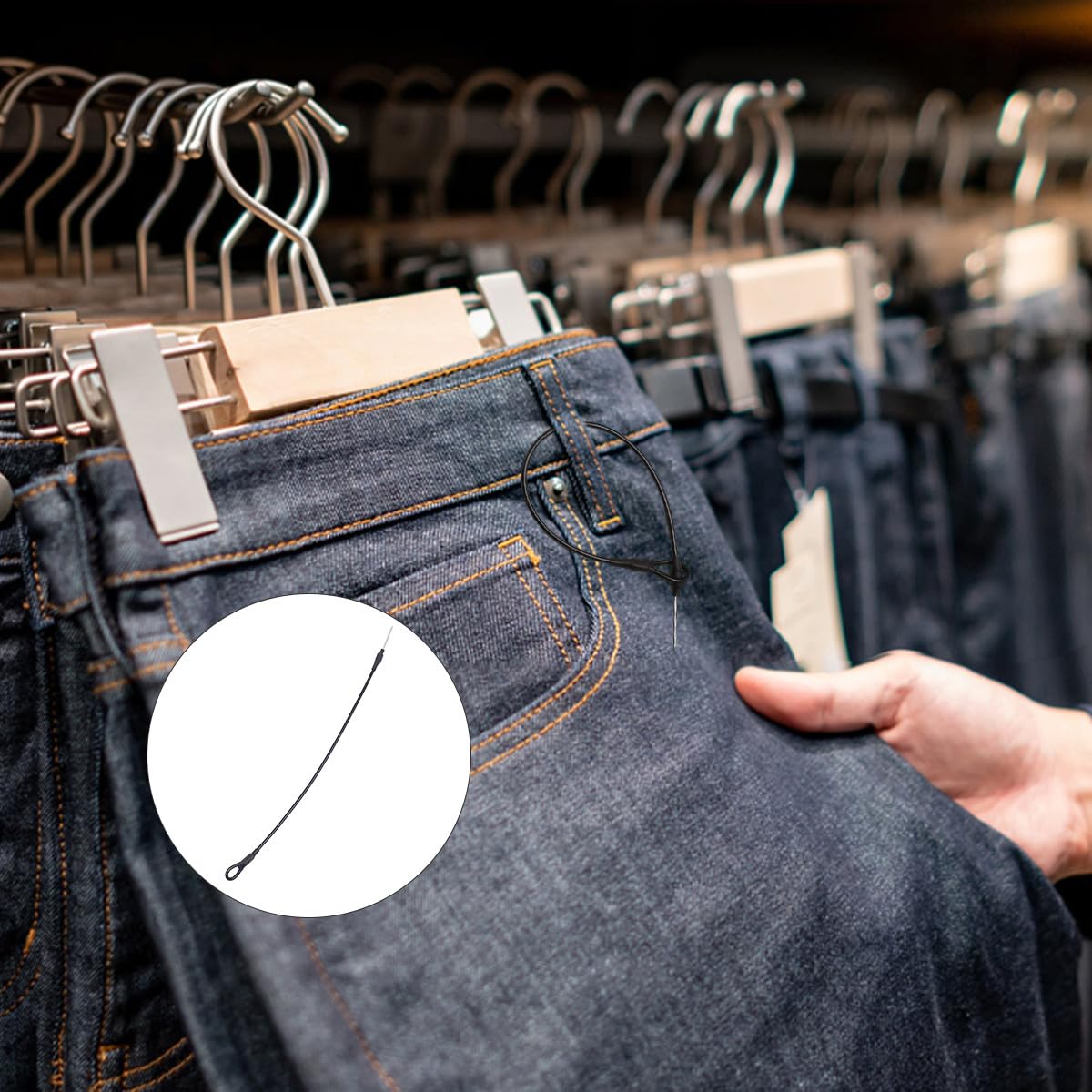 Alipis Cavo Antitaccheggio in Acciaio e Plastica 100 Pezzi, Filo Sicurezza per Abbigliamento e Scarpe, Protezione Antifurto per Negozi e Boutique