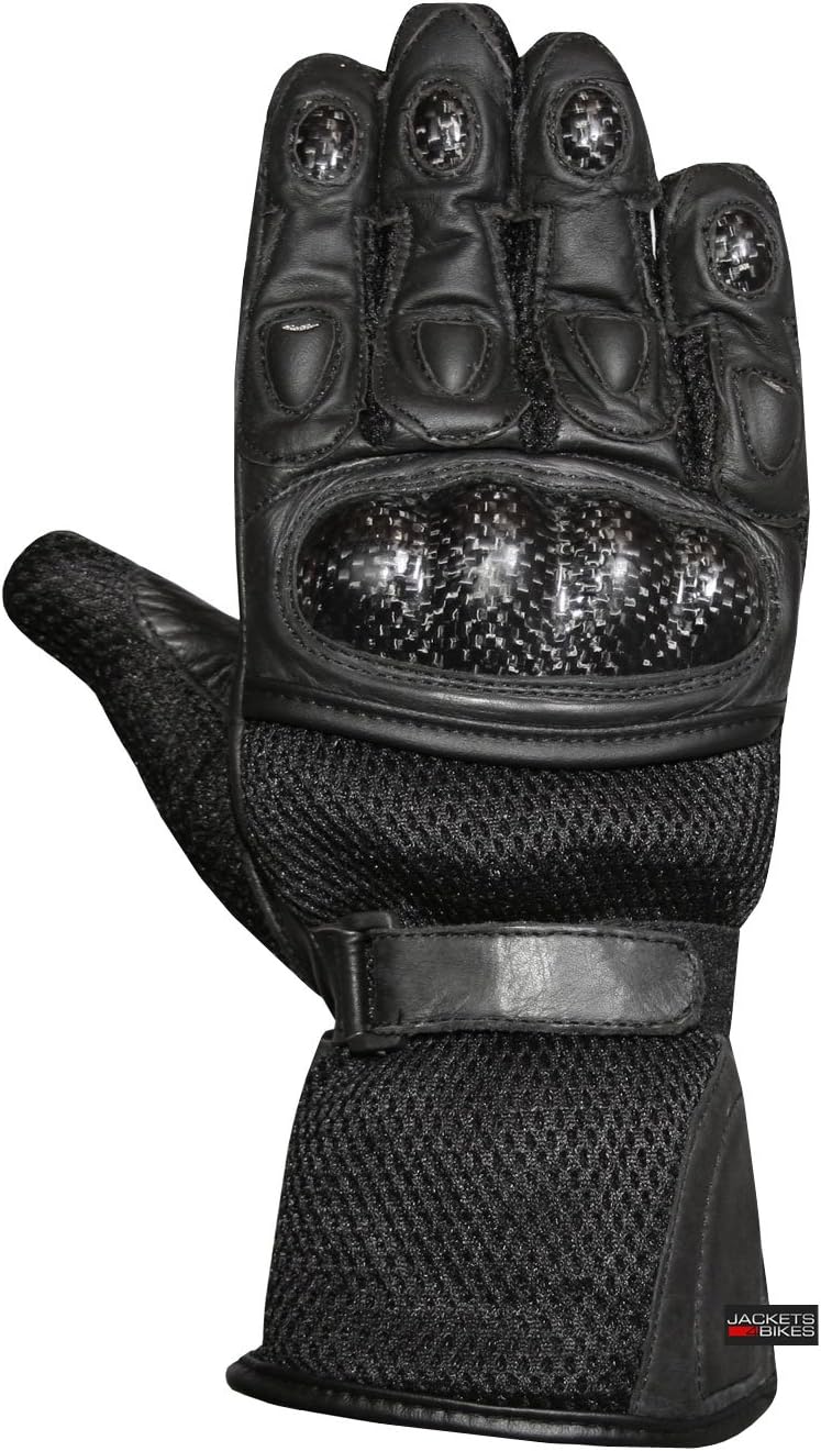 Men's Motorcycle Mesh & Leather Carbon Fiber Cruiser Ventilated Biker Gloves L