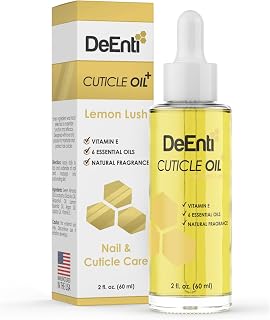 DeEnti Cuticle Oil 2oz with Jojoba, Vitamin E & Lemon Scent - Hydrating Nail Cuticle Repair for Stronger, Healthier Nails