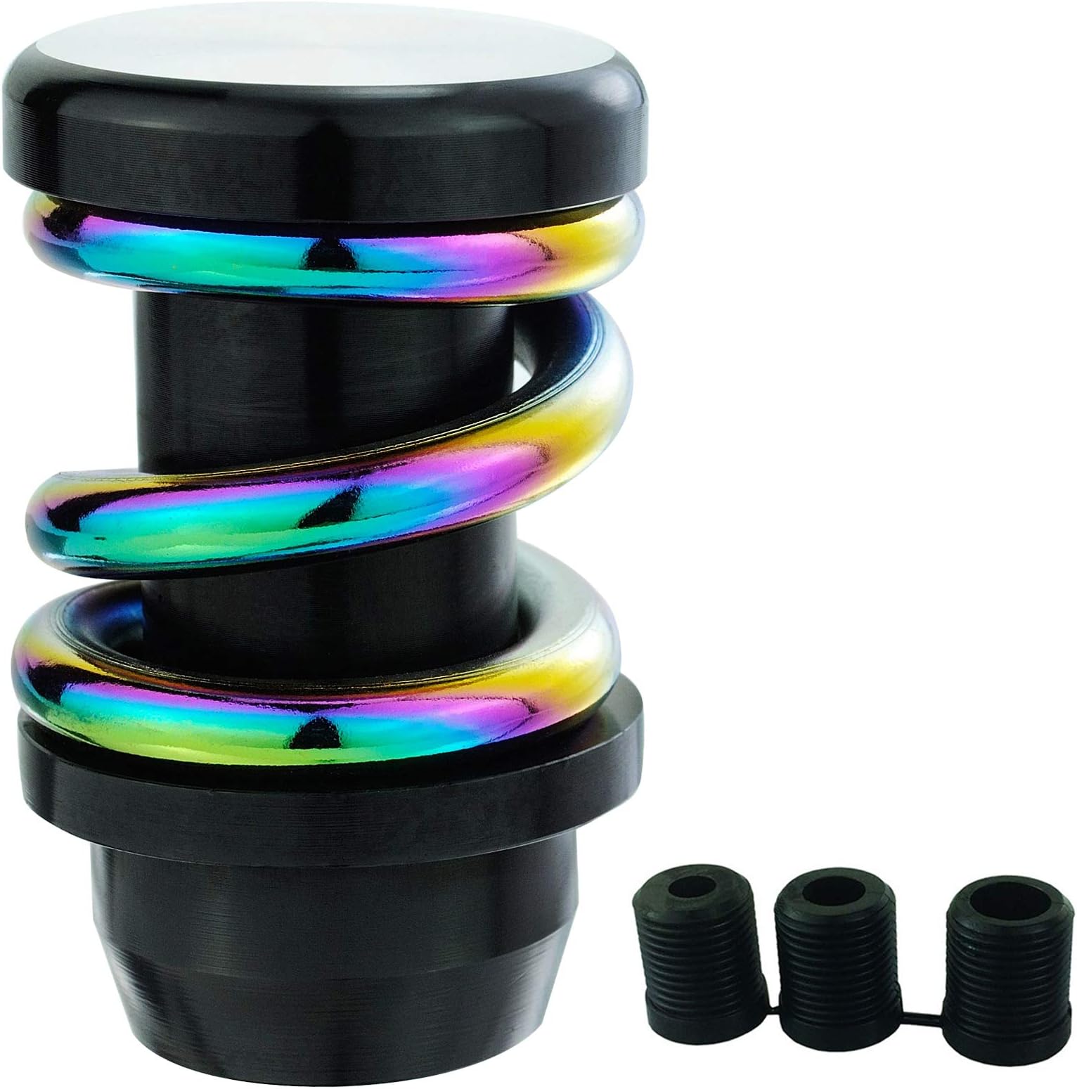 Lunsom Spring Shifter Knob, Aluminium Alloy Gear Stick Head Manual Auto Shifting Knob with 3 Adapters Metal Stick Grip Lever Shift Handle (Colorful Spring&Black)
