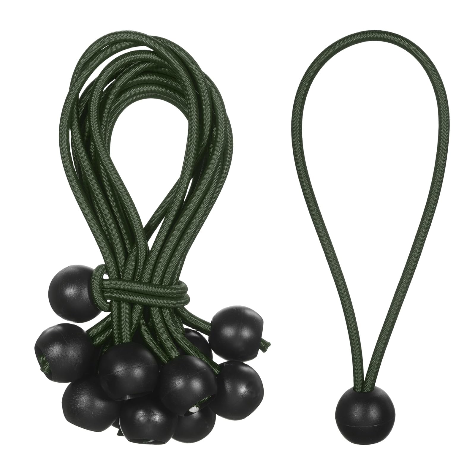 PATIKIL Ball Bungee Cord 6 Inch, 35 Pcs Bungee Cords with Balls Canopy Tarp Tie Downs Cords Elastic String for Outdoor Camping Cargo Shelter Tent Poles, Green