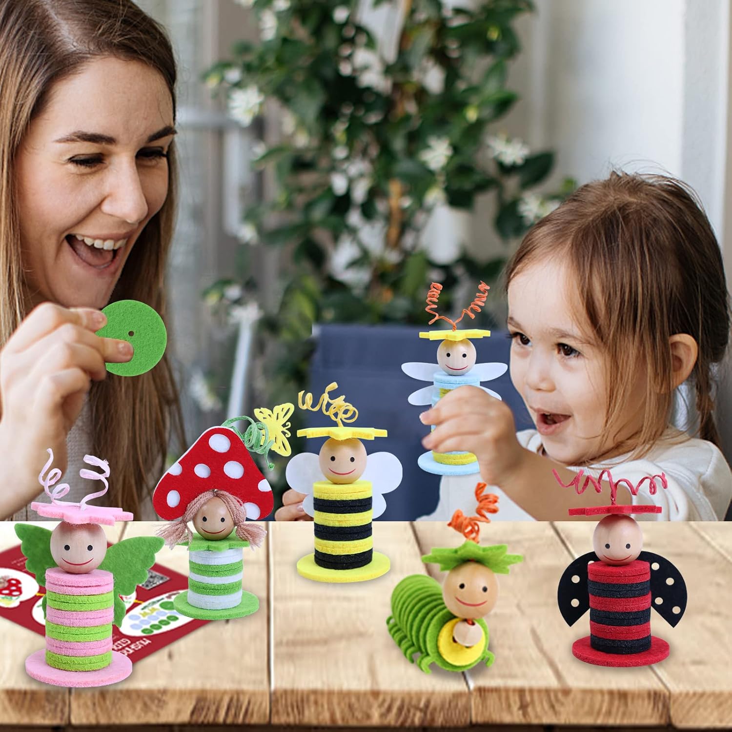 Insect Felt Crafts Kit-Coola DIY Early Educational Toys,Suitable for Girls & Boys Pack 6 Include Ladybug Caterpillar Dragonfly Bee Butterfly Mushroom Girl,Good Gift for Kids Ages 3-6,No Glue Need : Toys & Games