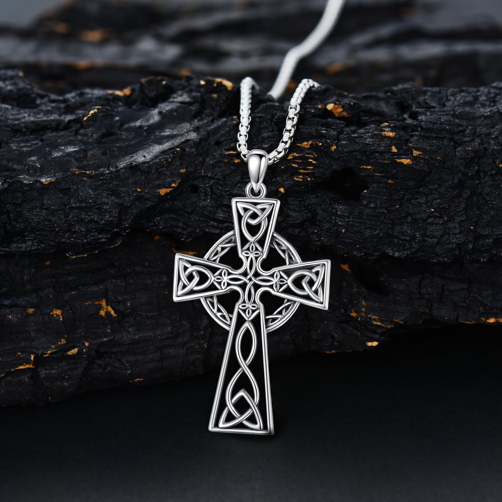 Snapklik.com : Irish Celtic Sterling Silver Cross Necklace Men Silver ...