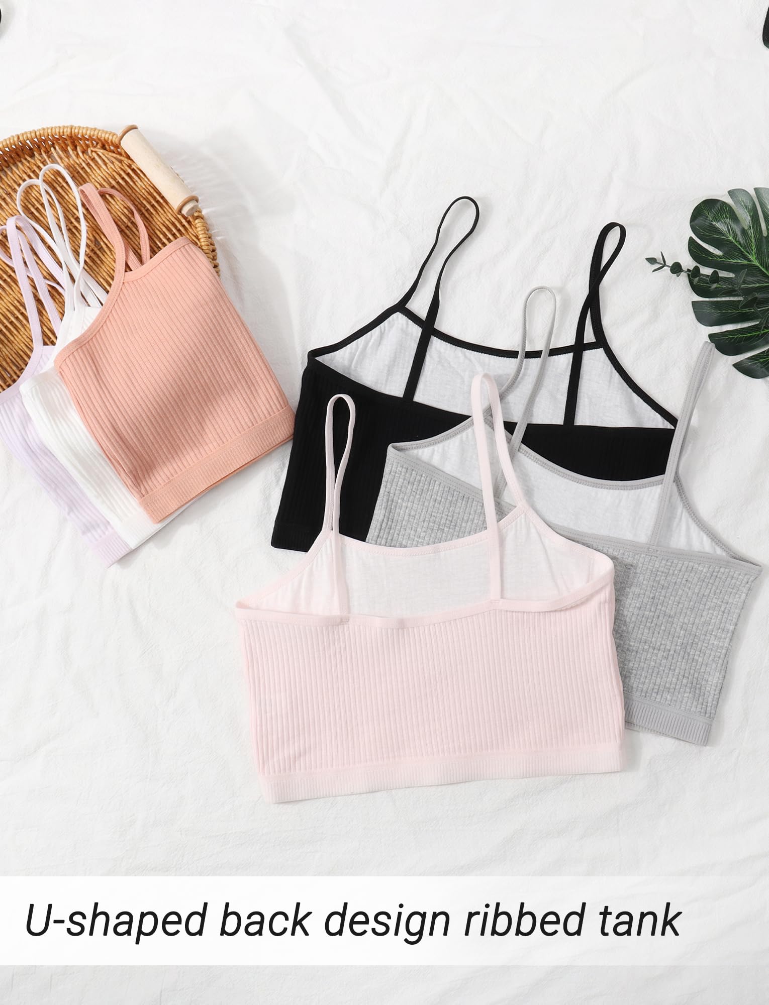 SEAUR Mädchen Tank Top Sommer Spaghettiträgern 3er-Pack Baumwolle Bustier Mädchen Sport BH ohne Polster Bequeme