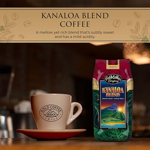 Miniatura 7 de Gold Coffee Kanaloa Blend café de grano entero de tostado medio, 1 libra (paquete de 4), granos de café con notas suaves, refrescantes y