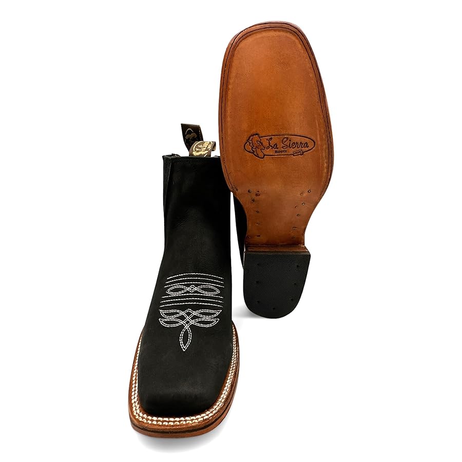 【COLOR iN ID】square western ankle boots Men Western Square Toe Cowboy ANKLE BOOT Woven Braided BOTIN