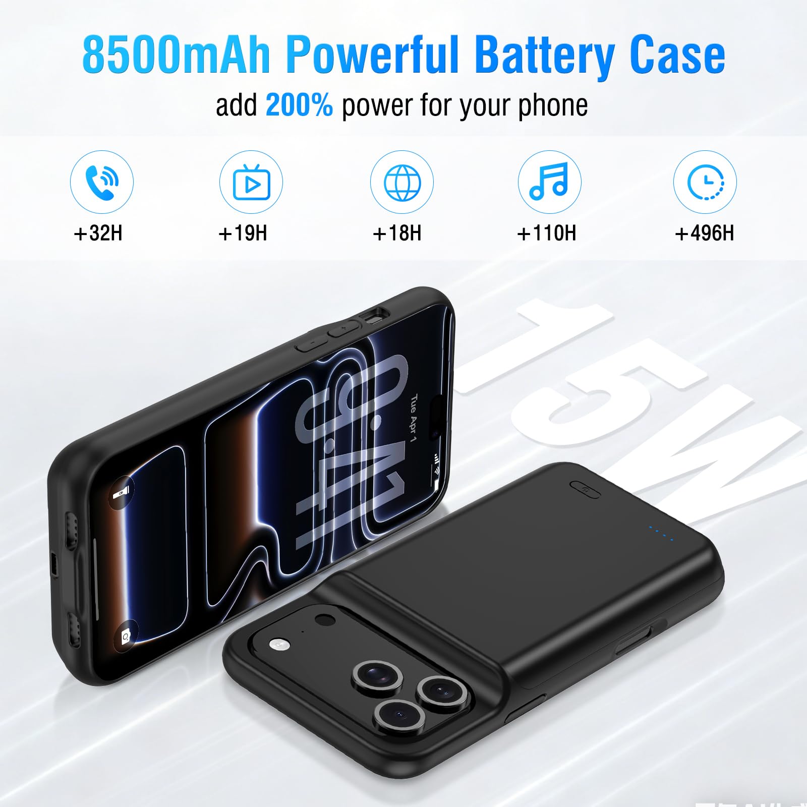Custodia Con Batteria Per iPhone 17 Pro Max (6,9 Pollici), Caricabatterie Portatile Da 8500 mAh, Custodia Ultra Sottile Con Batteria Estesa E Custodia Protettiva Con Funzione Di Ricarica Per