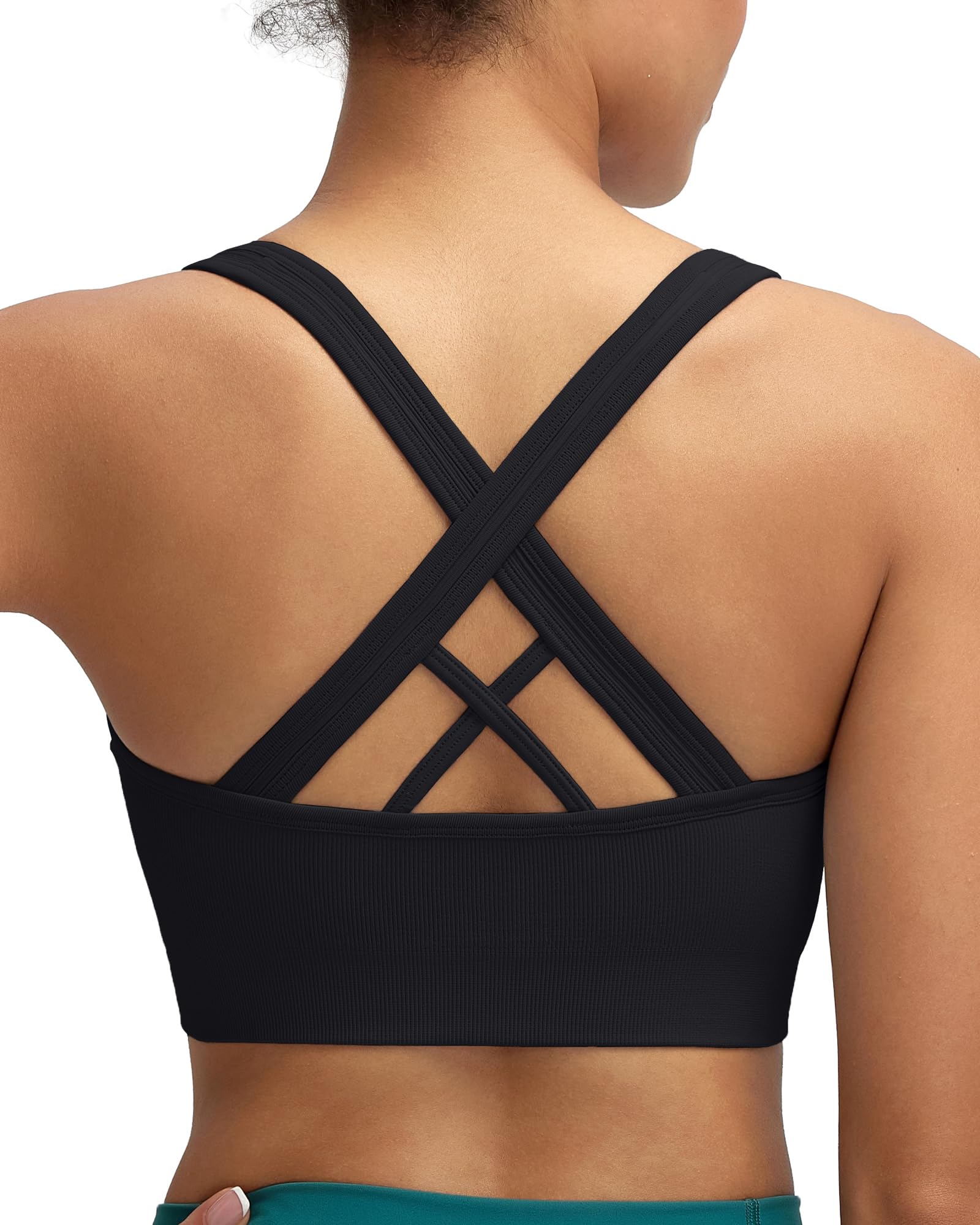 RUNNING GIRL Sports Bras for Women,Seamless Strappy Sports Bra High Support Crisscross Back with Removable Pads