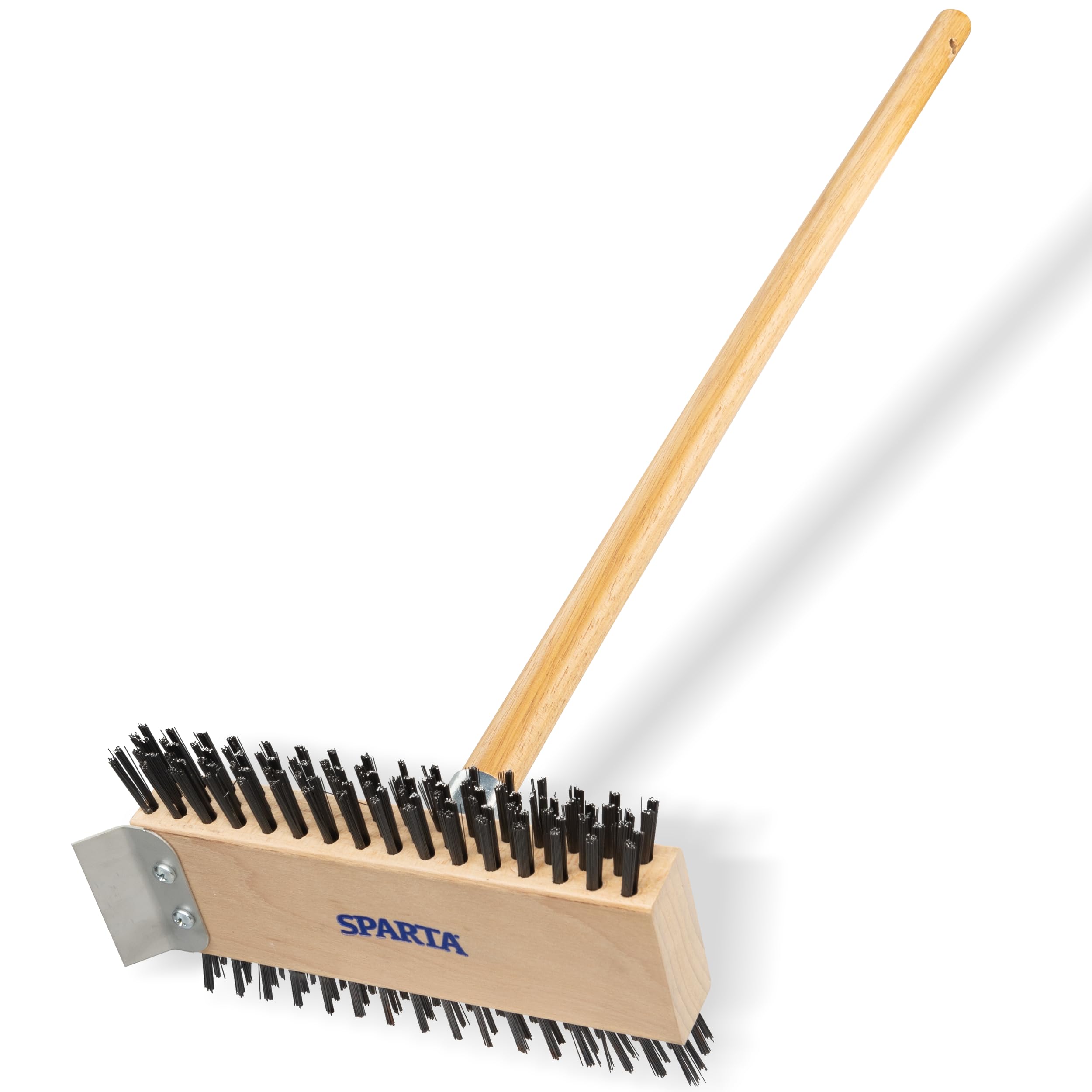SPARTA Carlisle 4002600 Broiler Master Grill Brush, Carbon Steel Bristles, 30.5" Length, Hardwood Brush and Handle, Natural