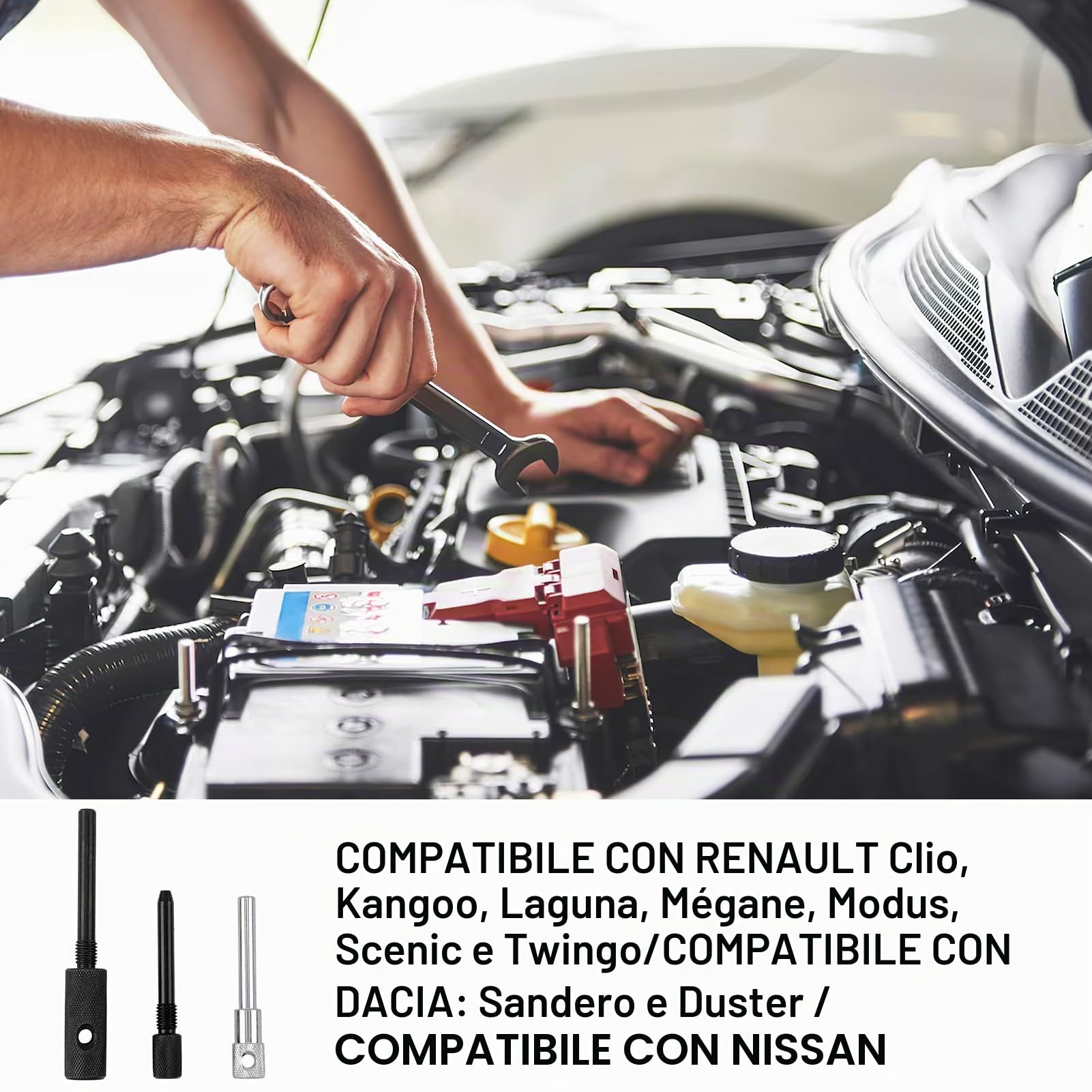 Kit di Attrezzi per la Distribuzione e Bloccaggio Motore per Renault 1.5 e 1.9 DCi, Compatibile con Kangoo, Mégane, Scenic, Twingo, Sandero, Duster - Set di Perni e Strumenti TPM