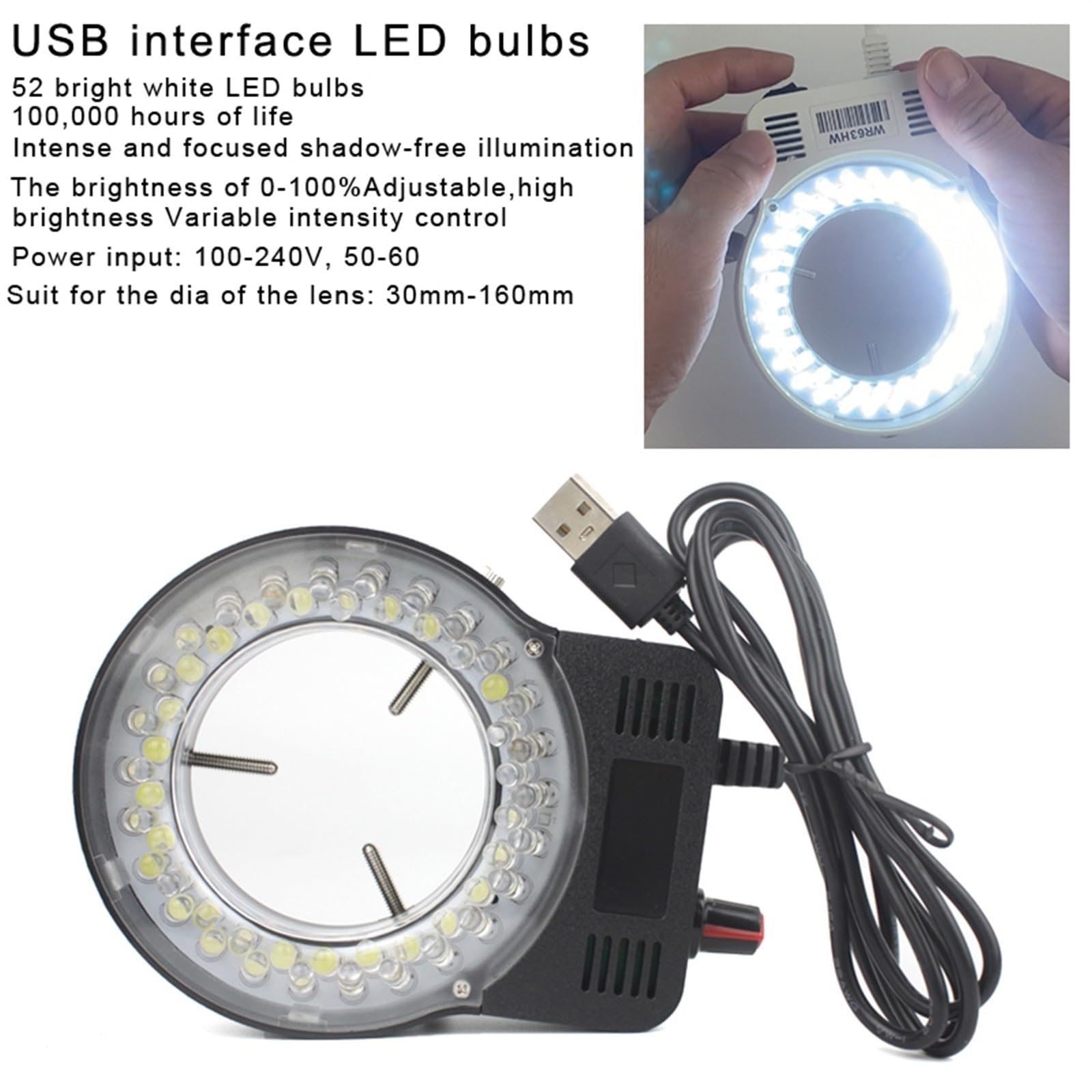 Przemysłowa Cyfrowa Kamera Z Mikroskopem Wideo + Zoom 130X Obiektyw Z Mocowaniem C USB Lampa Pierścieniowa LED Do Lutowania Naprawczego(38MP HDMI USB)
