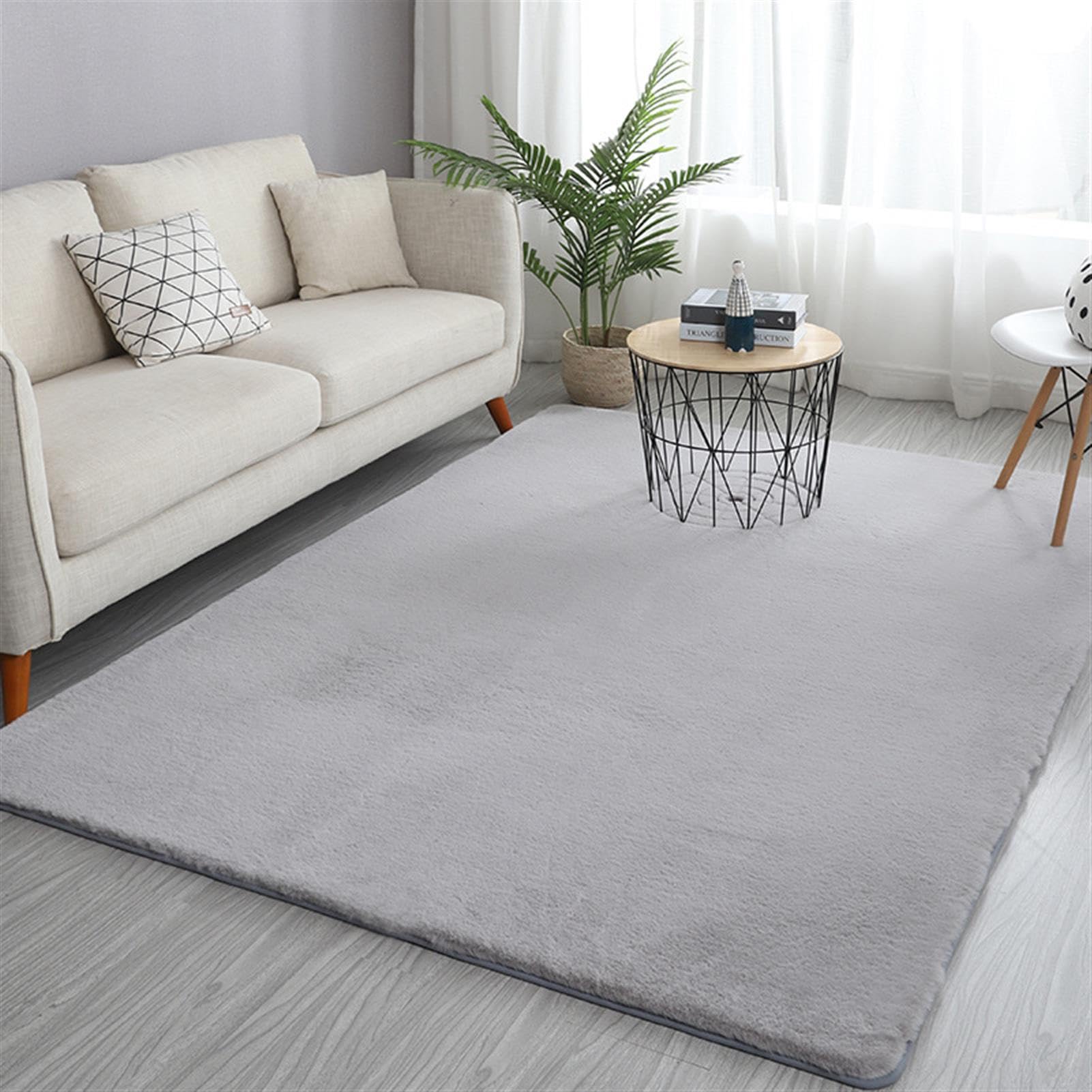 Teppiche, Waschbarer Teppich, Weicher Wohnztimmerteppich Mit Anti-Rutsch Unterseite, Modern Kunstfell Carpet Für Schlafzimmer, Esszimmer Oder Kinderzimmer Deko, Dunkelgrau,Grau,200x200 cm
