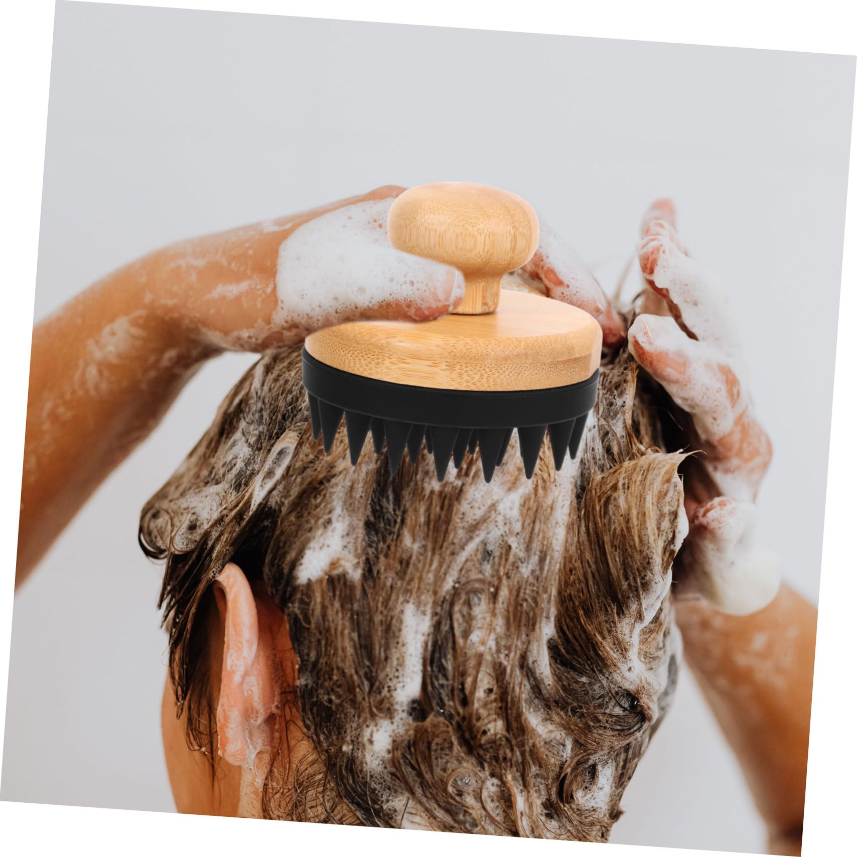 FRCOLOR 4 Stück Shampoo-Bürste Haarwaschbürste Haarbürste Bambus Shampoo Bürste Massagegürtel Haarshampoo Shampoobürste und Kopfhautpeeling shampoo kopfhautmassagegerät ， Black