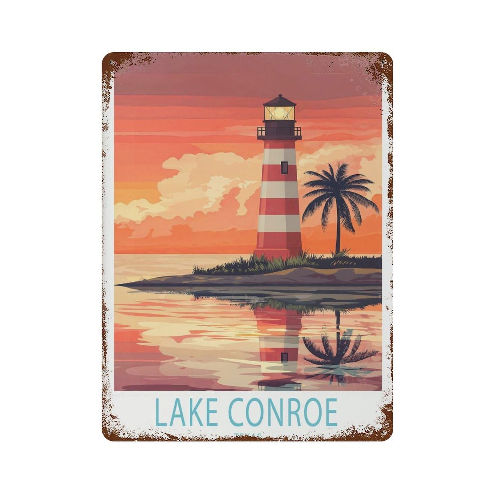 xiaoxiaoshen Lake Conroe Texas Travel Gifts, Wedding Present (2) Wall Decor Art Metal Tin Poster Modern Home Decor Art Home Bar Shop Decorations Vintage Sign 40x30cm