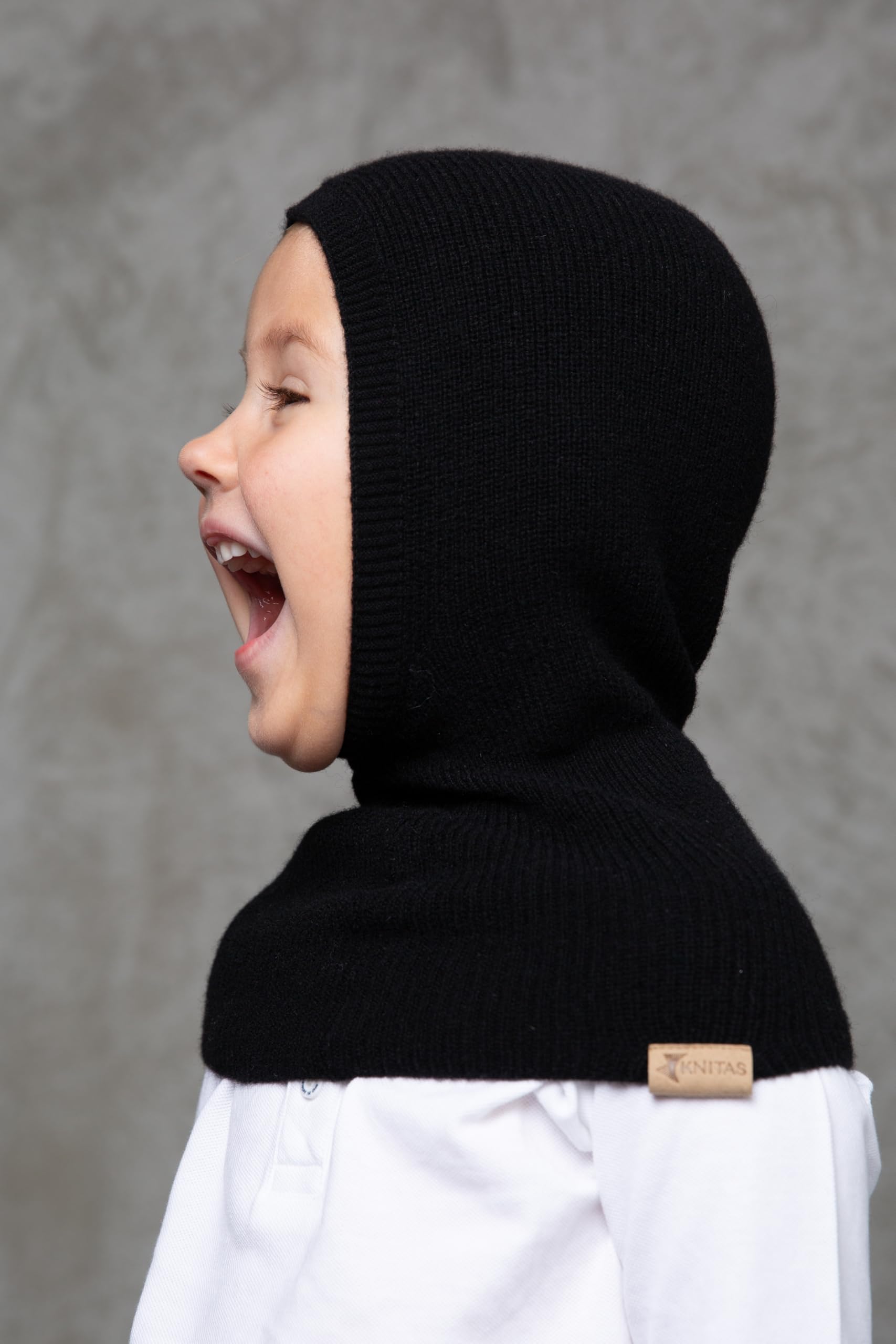 Bonnet tricoté à Une Couche en Laine mérinos et Cachemire (-5+10°C) pour bébés, Tout-Petits I Cagoule Super Douce I Printemps, Automne Chapeau pour Enfant en Beige, Rose, Gris, Fuchsia, Noir