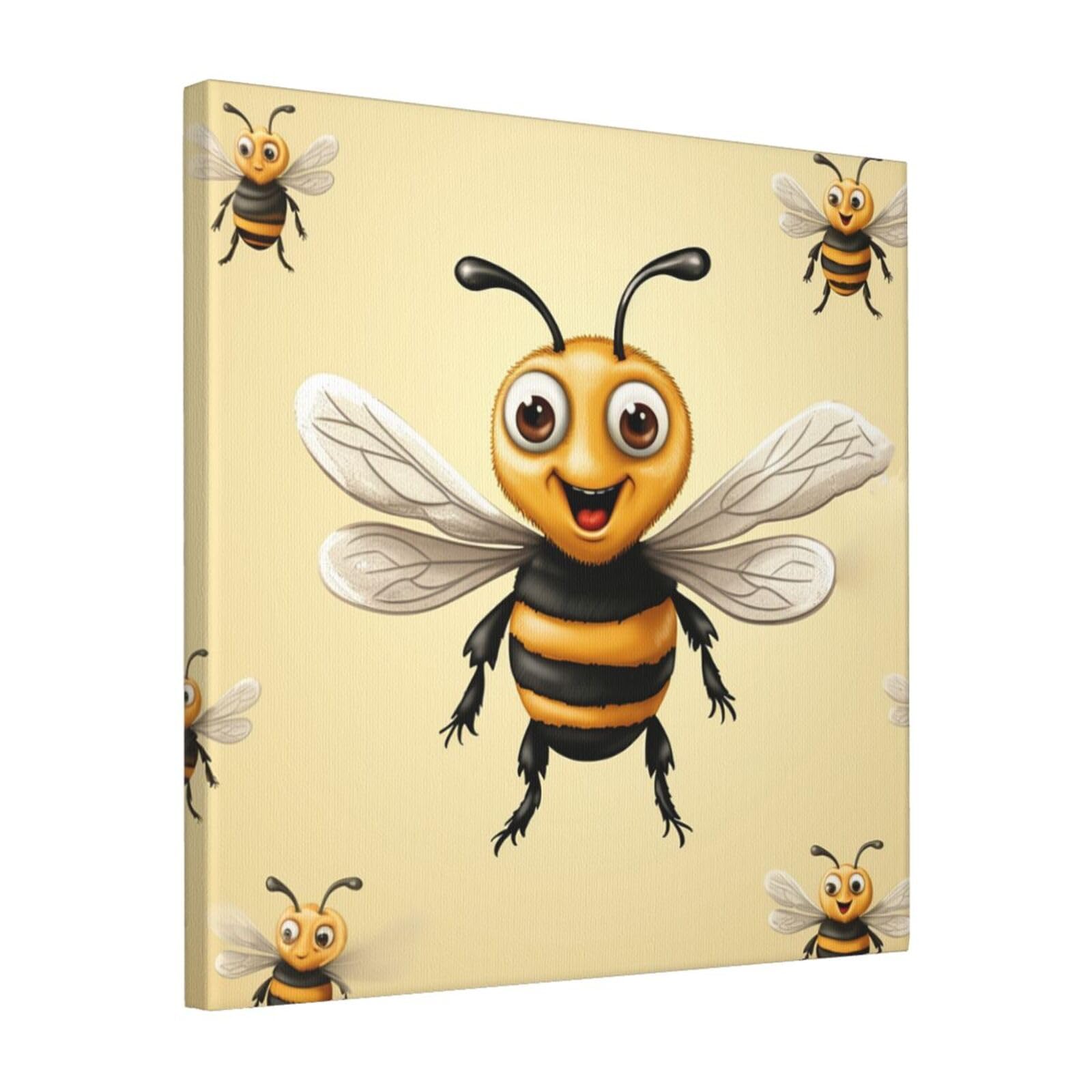 KLOPH Honey Bee Canvas Wall Art for Living Room 16"x16" Modern Artwork Painting for Bathroom Hanging Canvas Prints Aesthetic Wallart for Bedroom Kitchen Office Wall Decor