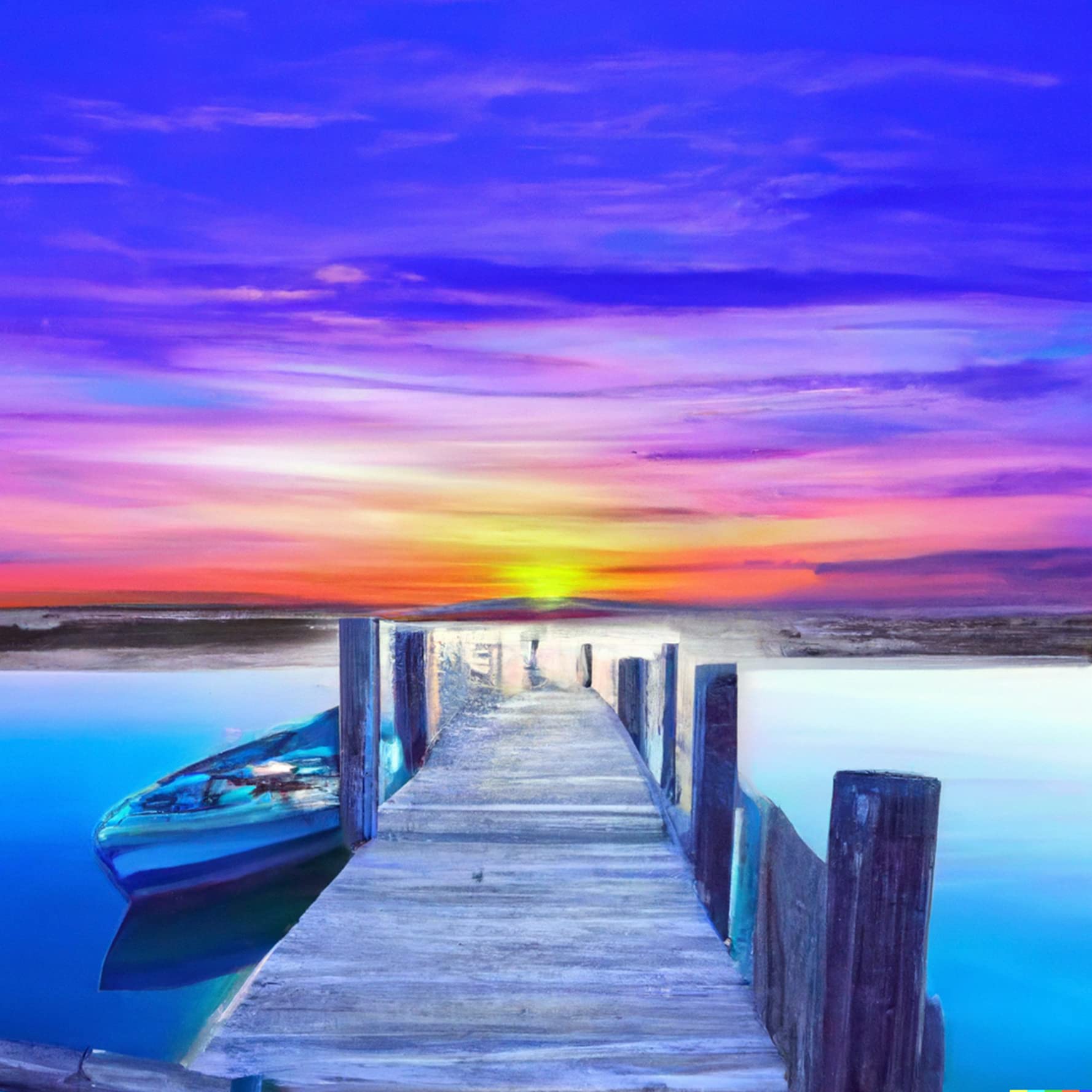 Bimkole 5D Diamond Painting Kits Sunset Pier Boat Landscape, Full Drill Art DIY Rhinestone Embroidery Set Paint with by Number Kits Cross Stitch Home Wall Craft Decoration (12x12inch)